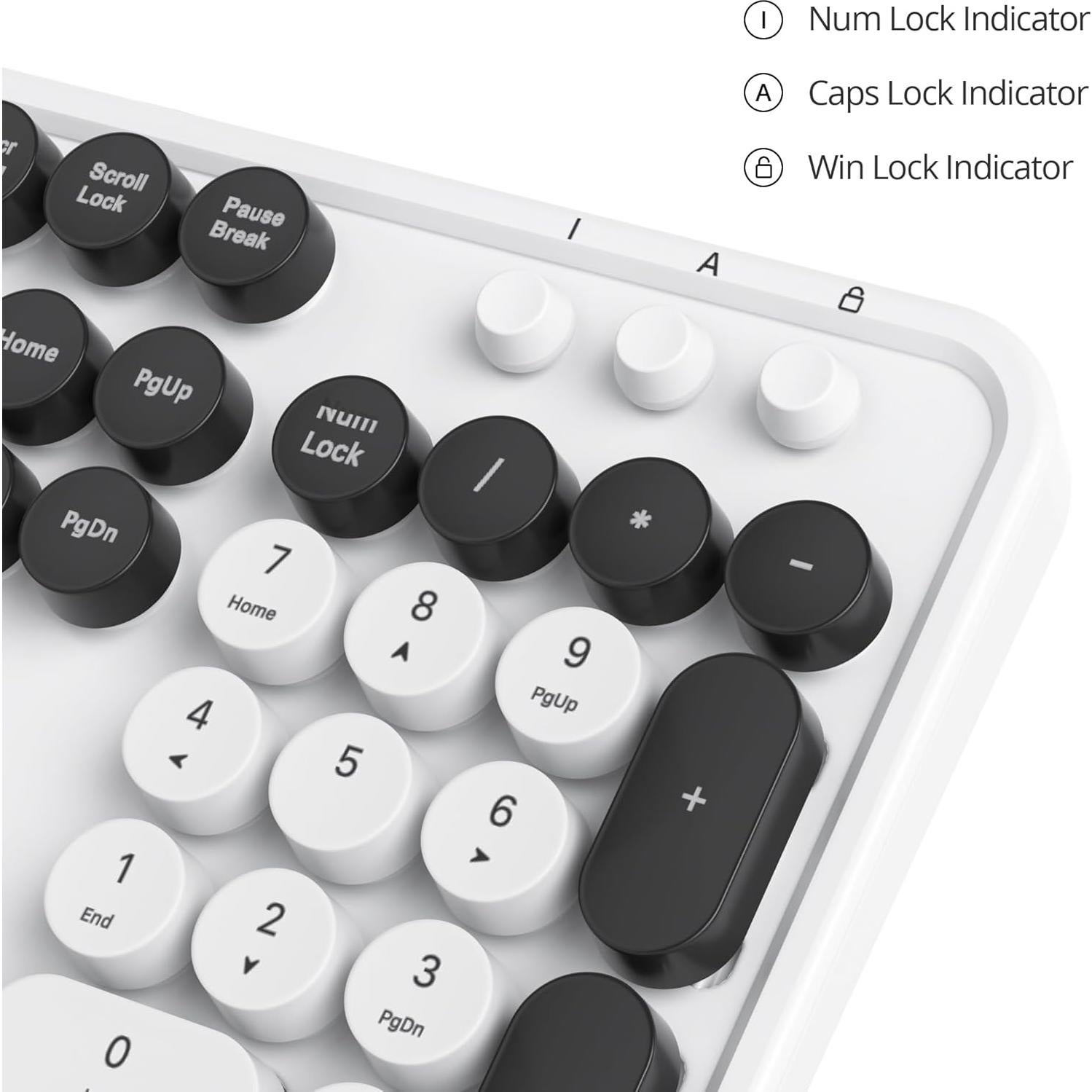 Teclado Retro Owpkeenthy USB Blanco Minimalista Completo