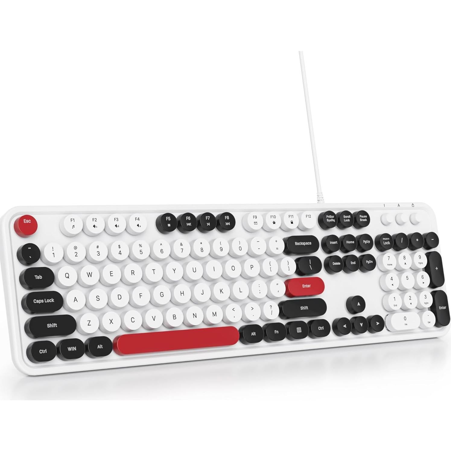 Teclado Retro Owpkeenthy USB Blanco Minimalista Completo