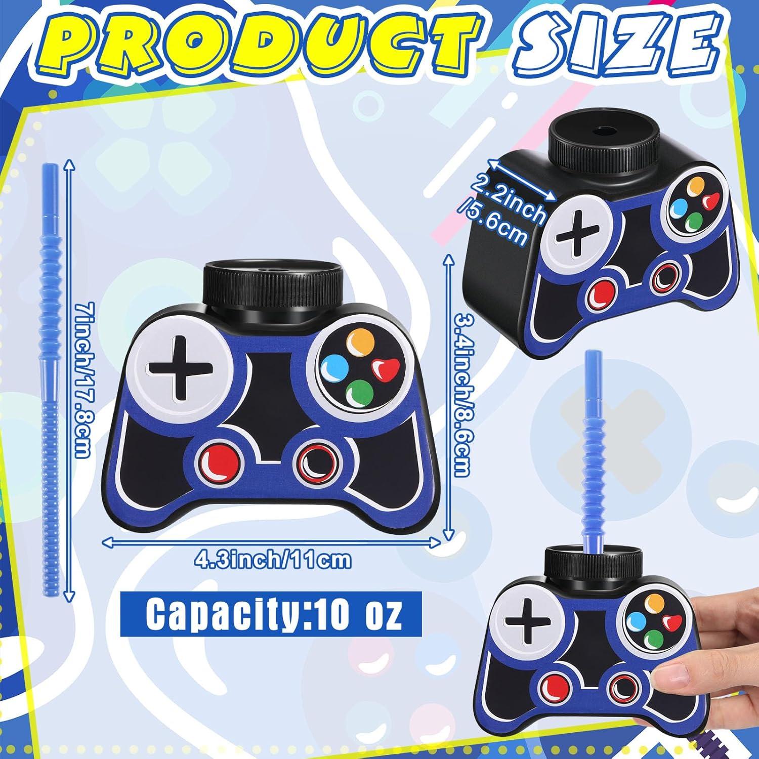 Vasos de Fiesta Gamer Mifoci 12 Pcs 295ml con Pajilla y Tapa