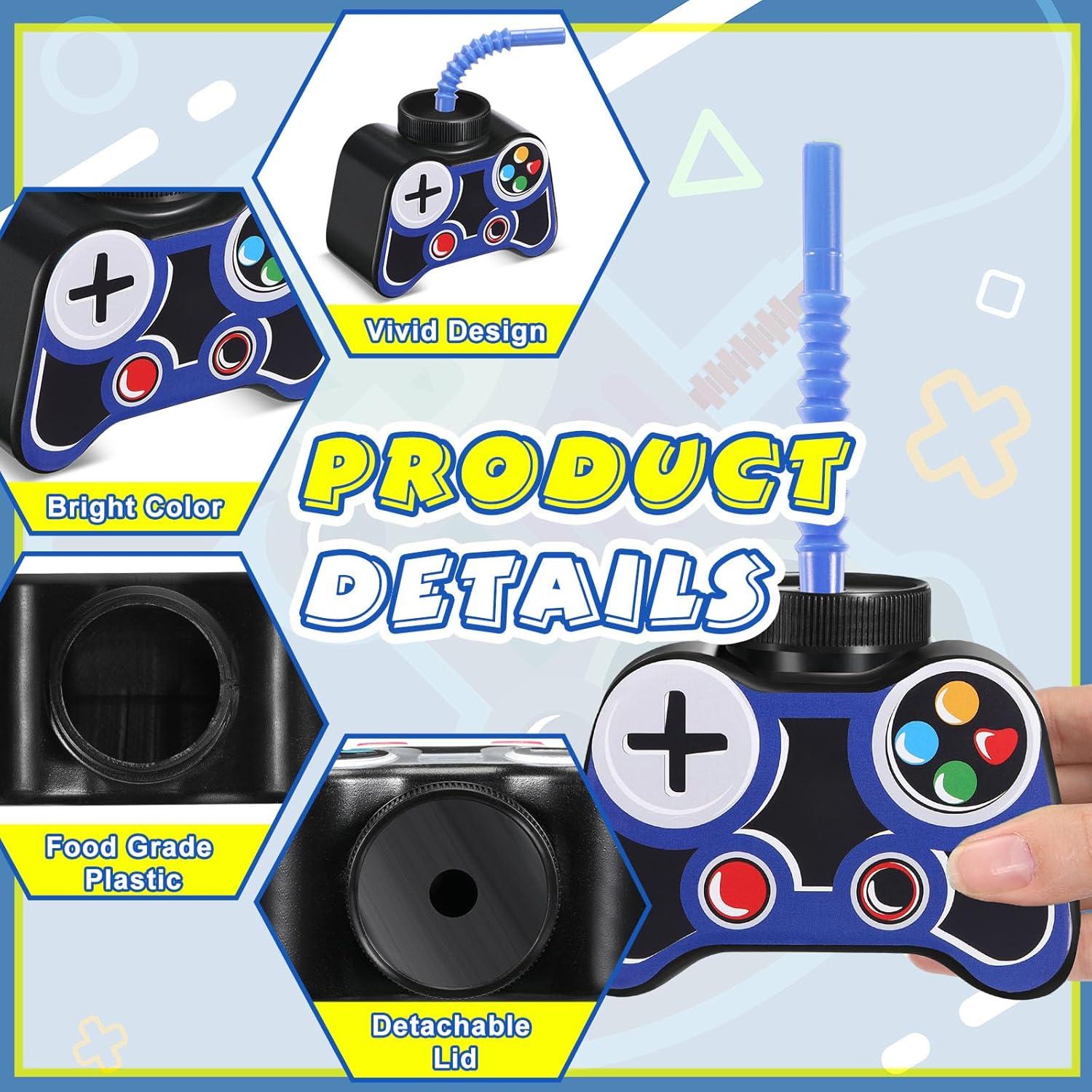 Vasos de Fiesta Gamer Mifoci 12 Pcs 295ml con Pajilla y Tapa