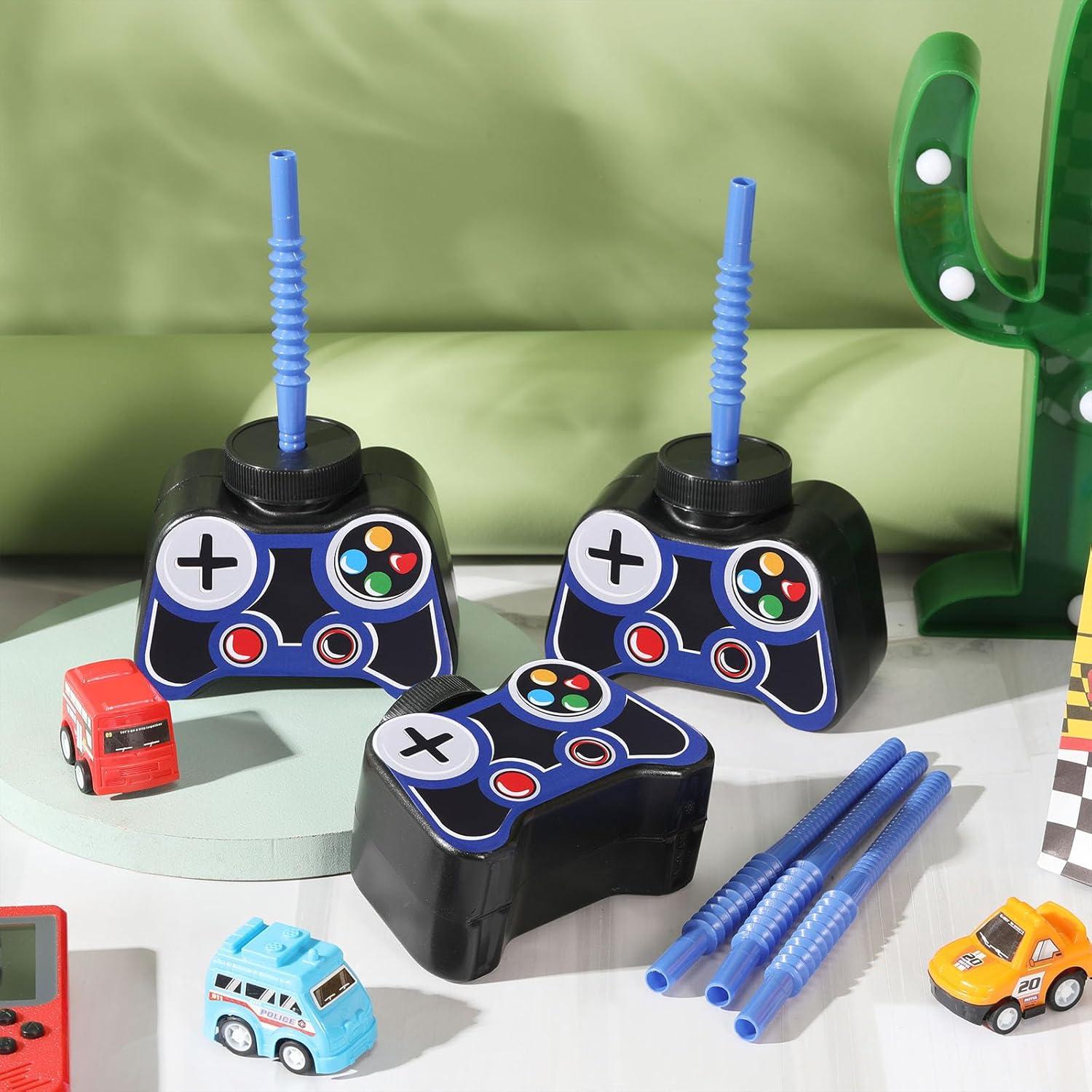 Vasos de Fiesta Gamer Mifoci 12 Pcs 295ml con Pajilla y Tapa