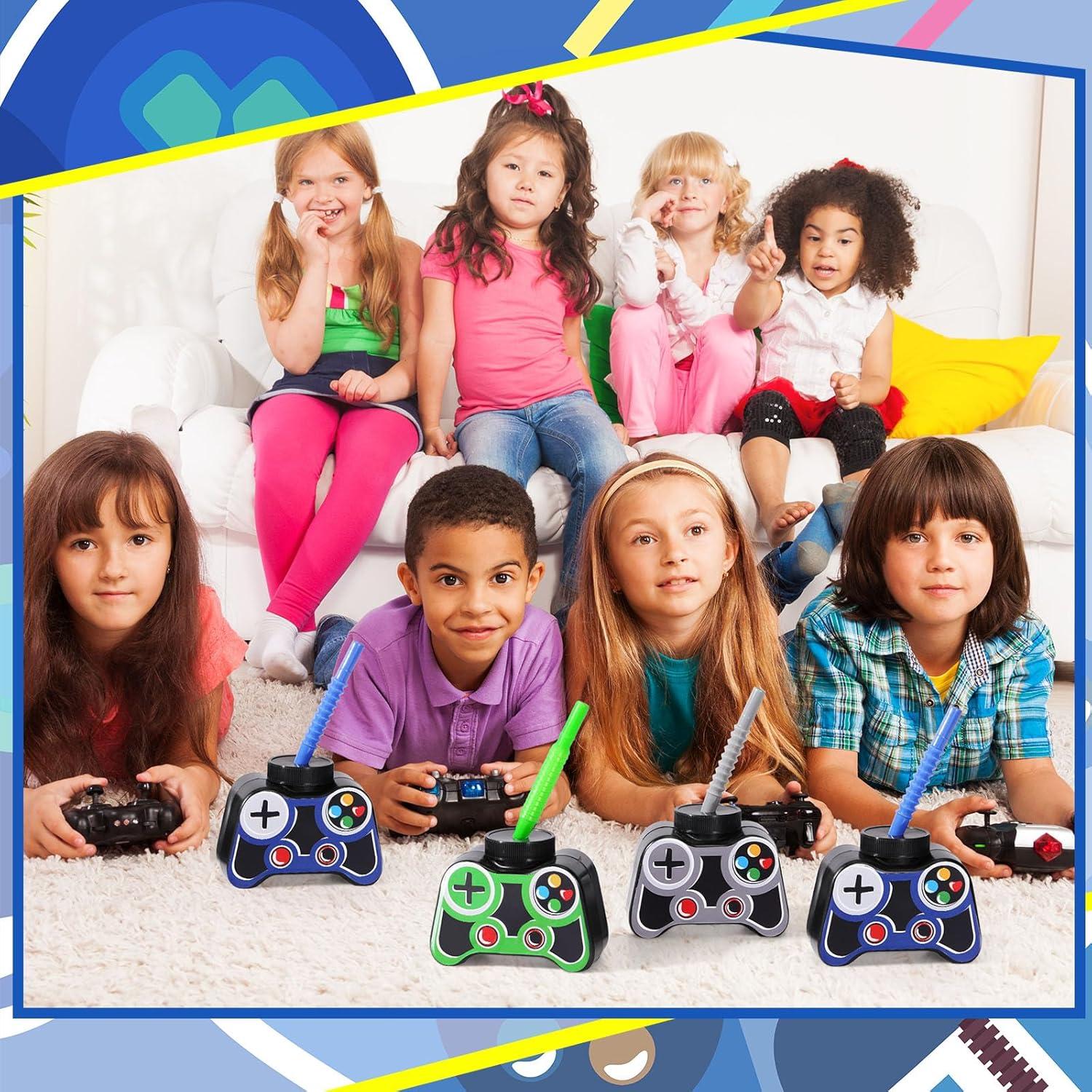 Vasos de Fiesta Gamer Mifoci 12 Pcs 295ml con Pajilla y Tapa