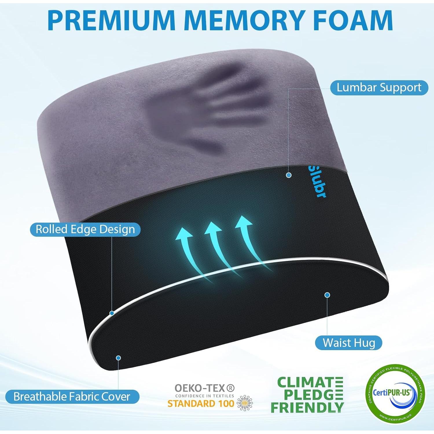 Cojín Lumbar Ergonómico SweetSlubr Negro con Correas Ajustables