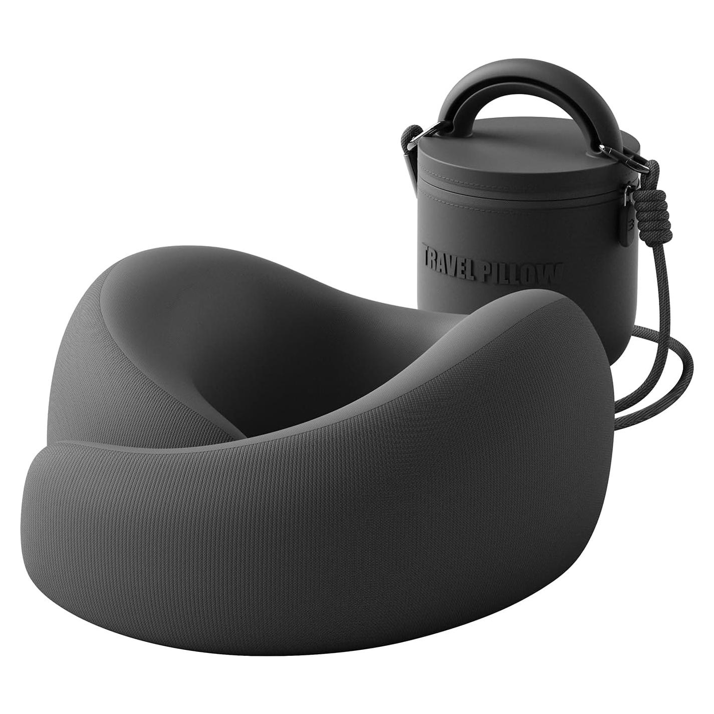 Almohada de Viaje EVERY THINK Espuma Viscoelástica Negra 40-55 cm