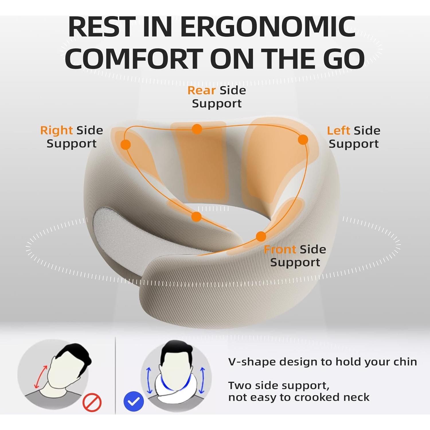 Almohada de Viaje EVERY THINK Espuma Viscoelástica Negra 40-55 cm