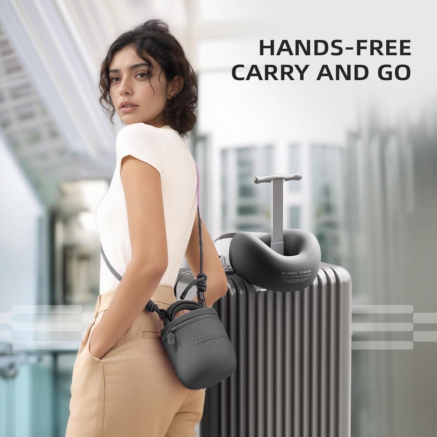 Almohada de Viaje EVERY THINK Espuma Viscoelástica Negra 40-55 cm