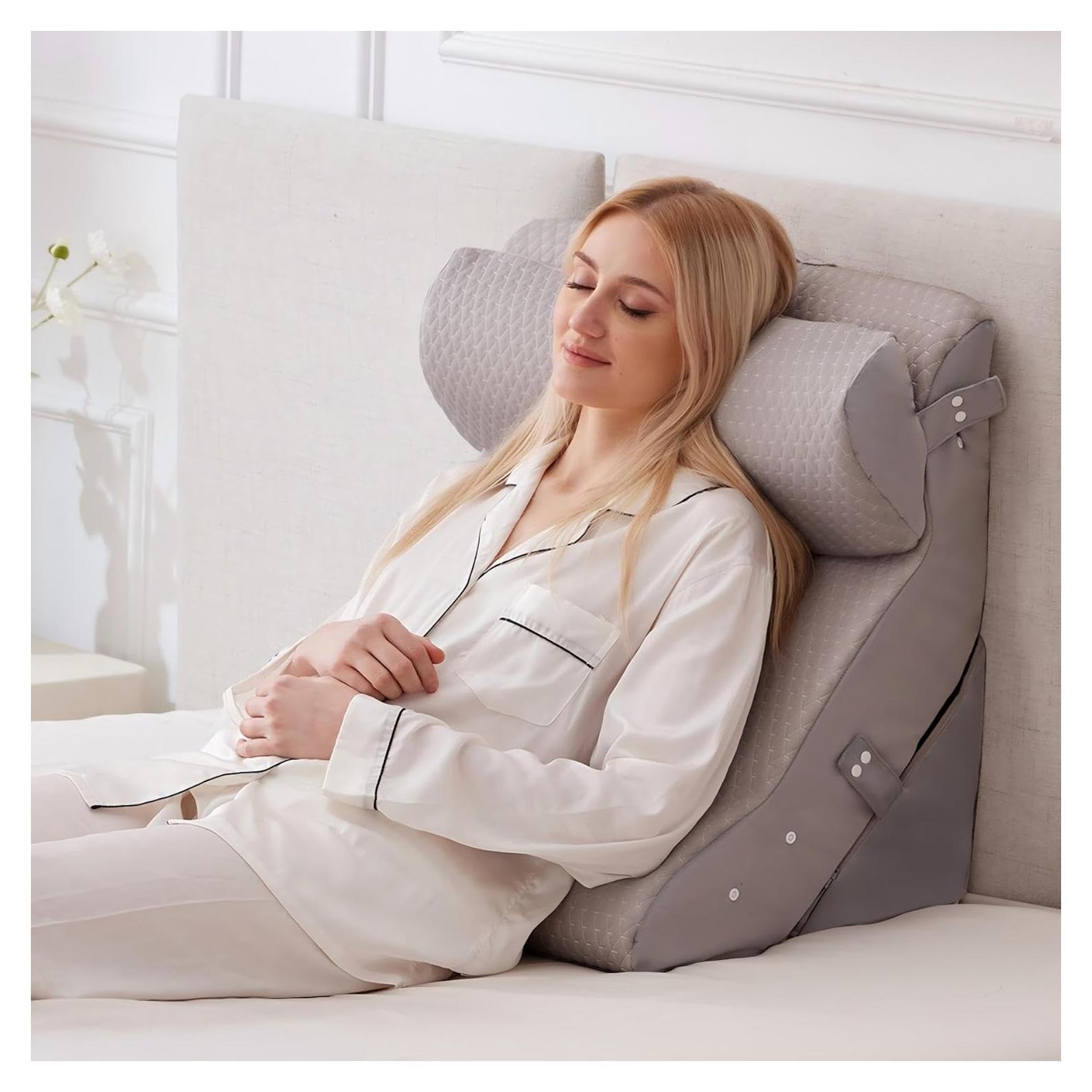 Juego de Almohadas en Cuña Ajustable 3 Piezas Ruqmuis Gris