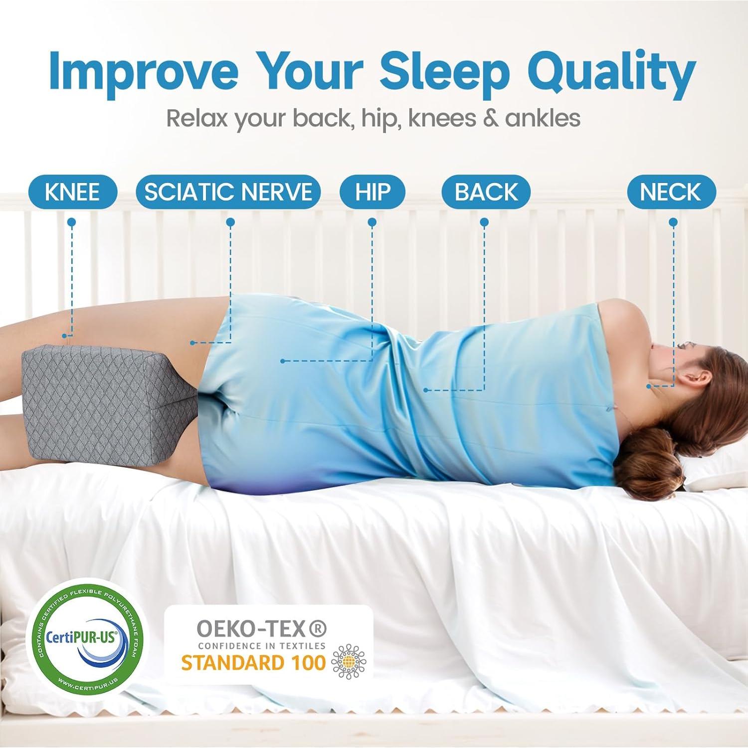 Almohada de Rodilla Viscoelástica SweetSlubr - Soporte para Dormir Lado