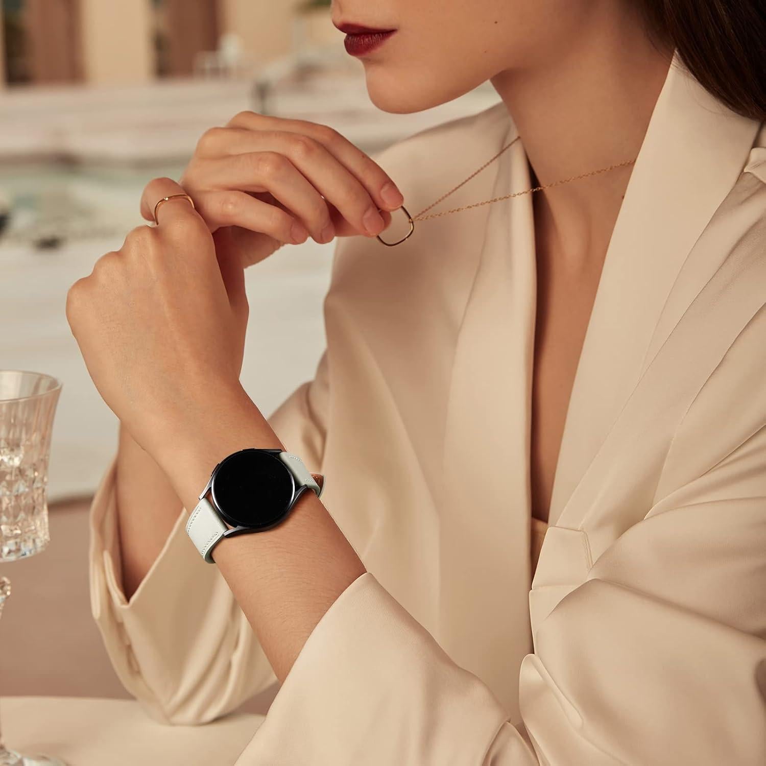 Correa de Cuero GEAK para Samsung Galaxy Watch 20mm Beige