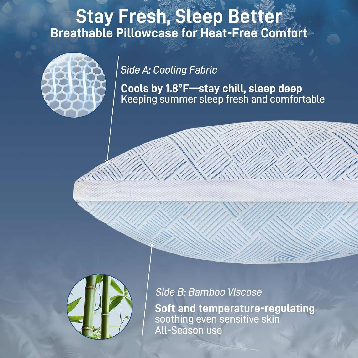 Almohada Ajustable Cotelovo Queen Viscosa Bambú Espuma Memoria