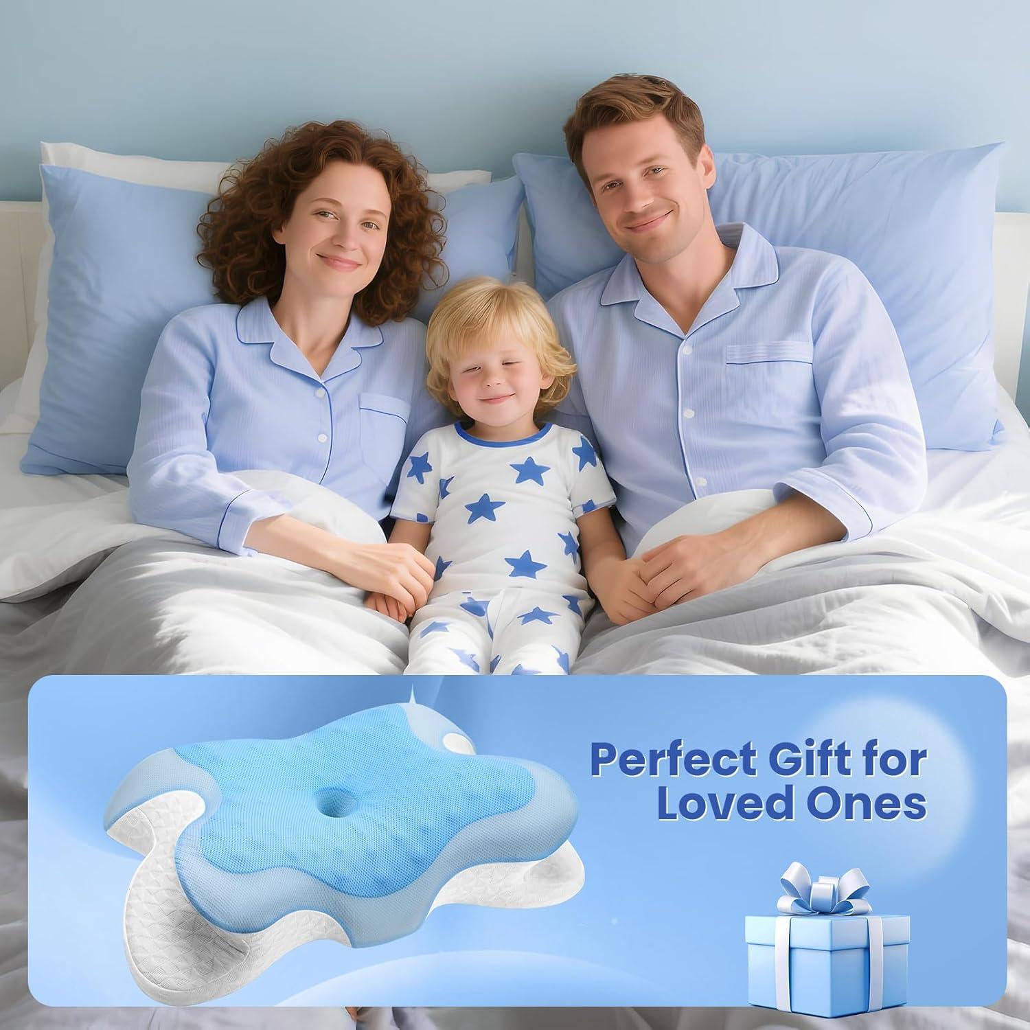 Almohada Cervical YUWENUS Ergonómica con Gel Refrigerante Azul