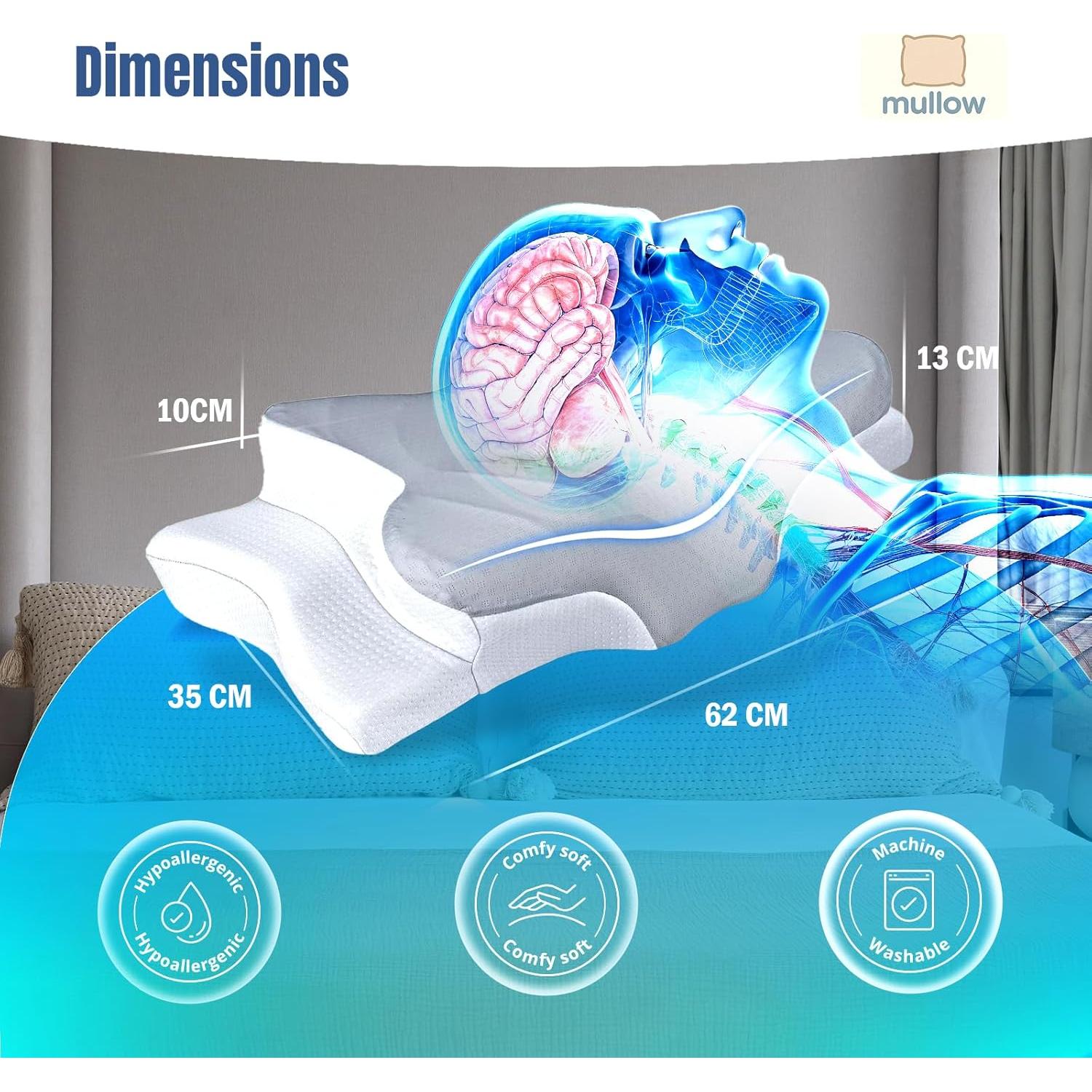 Almohada Cervical Mullow de Espuma Viscoelástica 1.2 kg