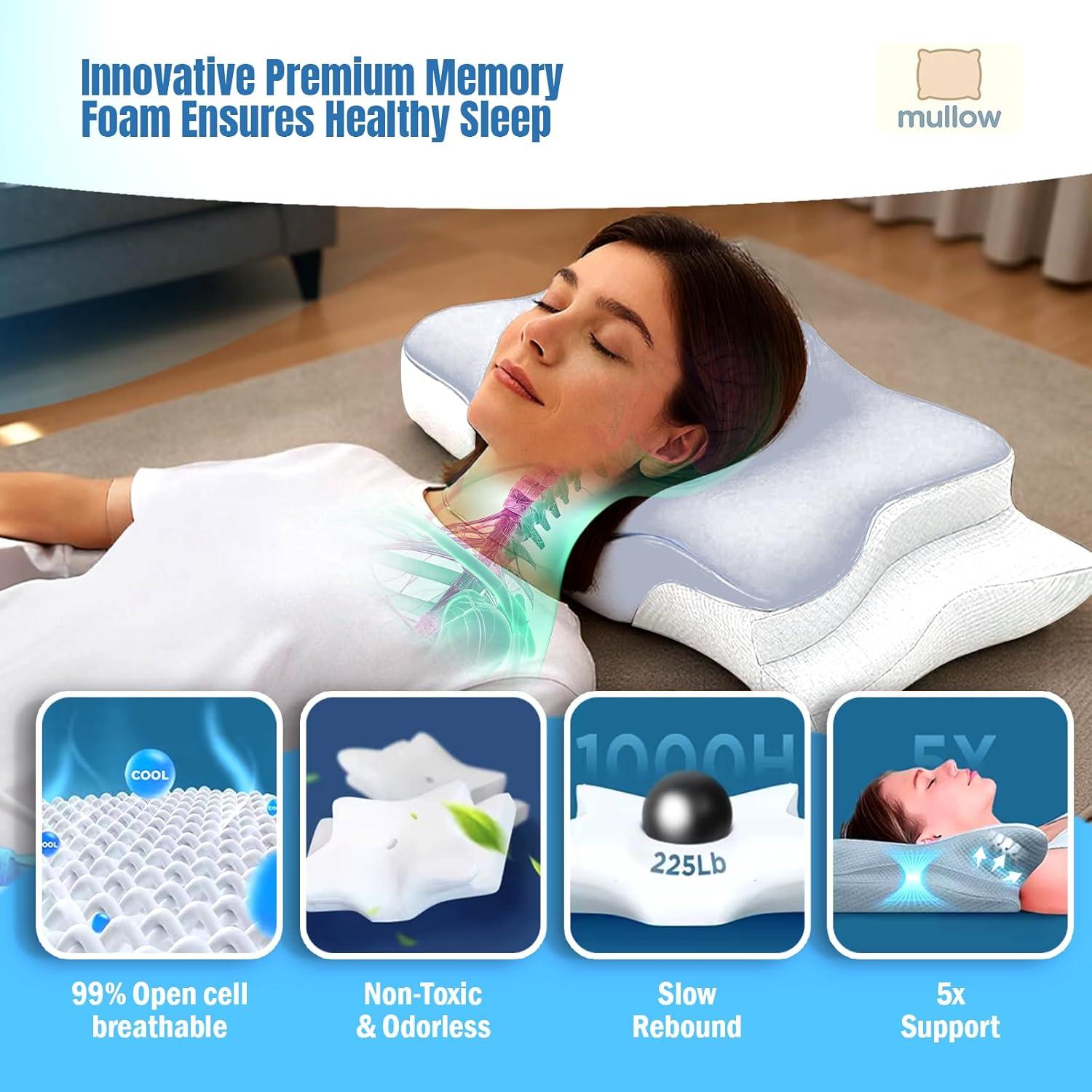 Almohada Cervical Mullow de Espuma Viscoelástica 1.2 kg