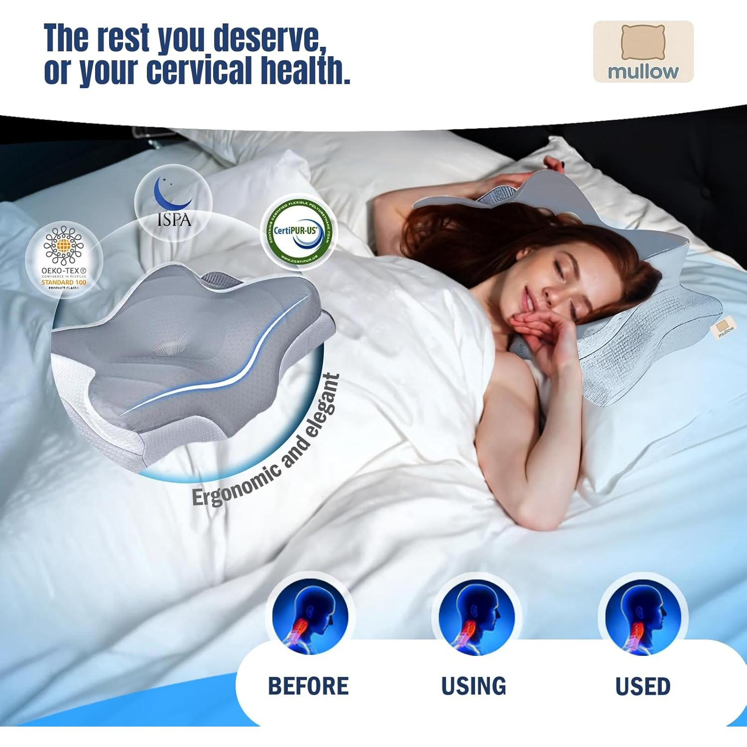 Almohada Cervical Mullow de Espuma Viscoelástica 1.2 kg