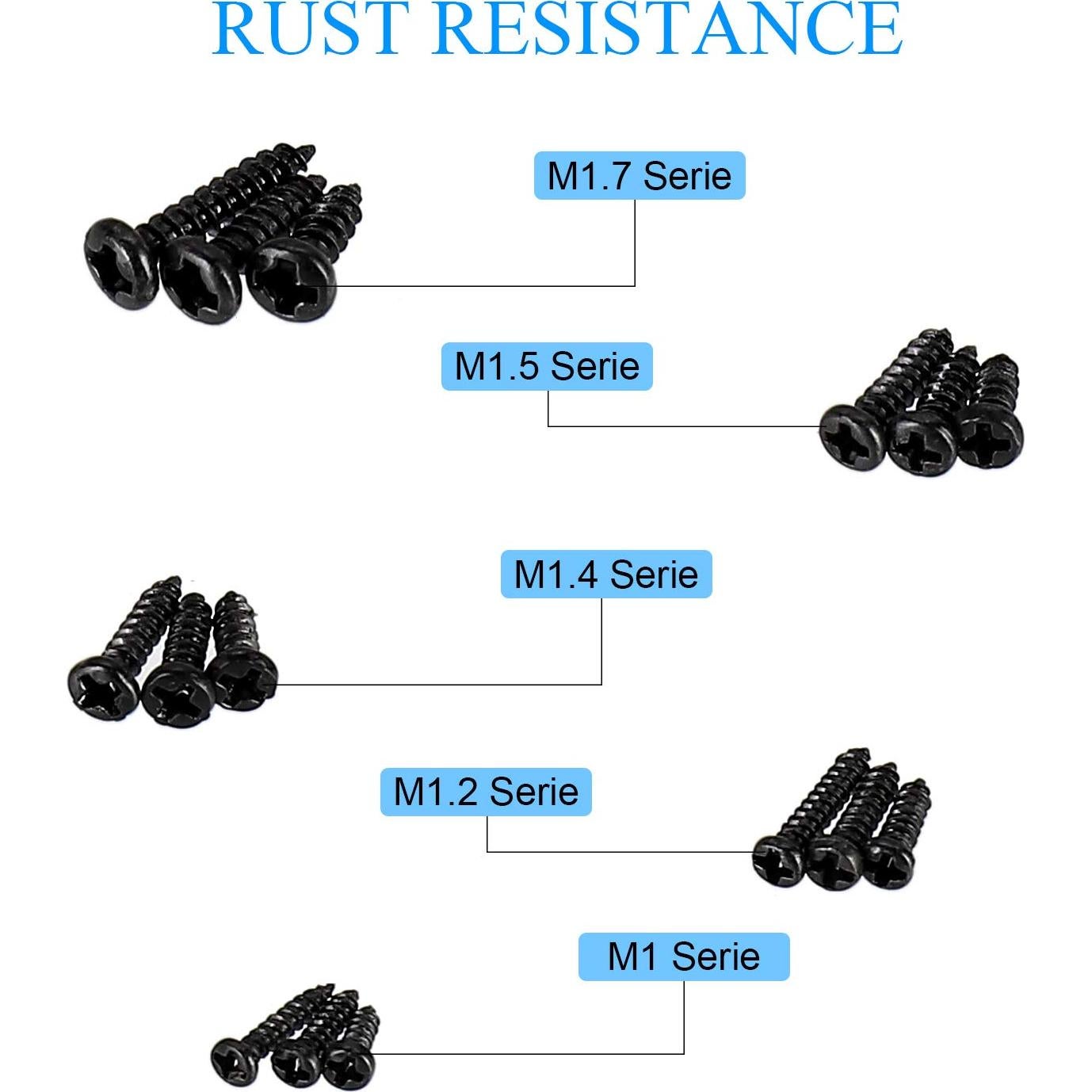 Kit de 750 Tornillos Pequeños M1-M1.7 HanTof Acero al Carbono