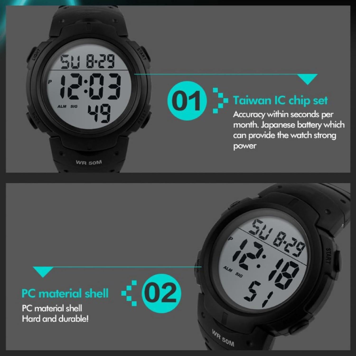 Reloj Deportivo CakCity CK1068-SL LED Impermeable para Hombres