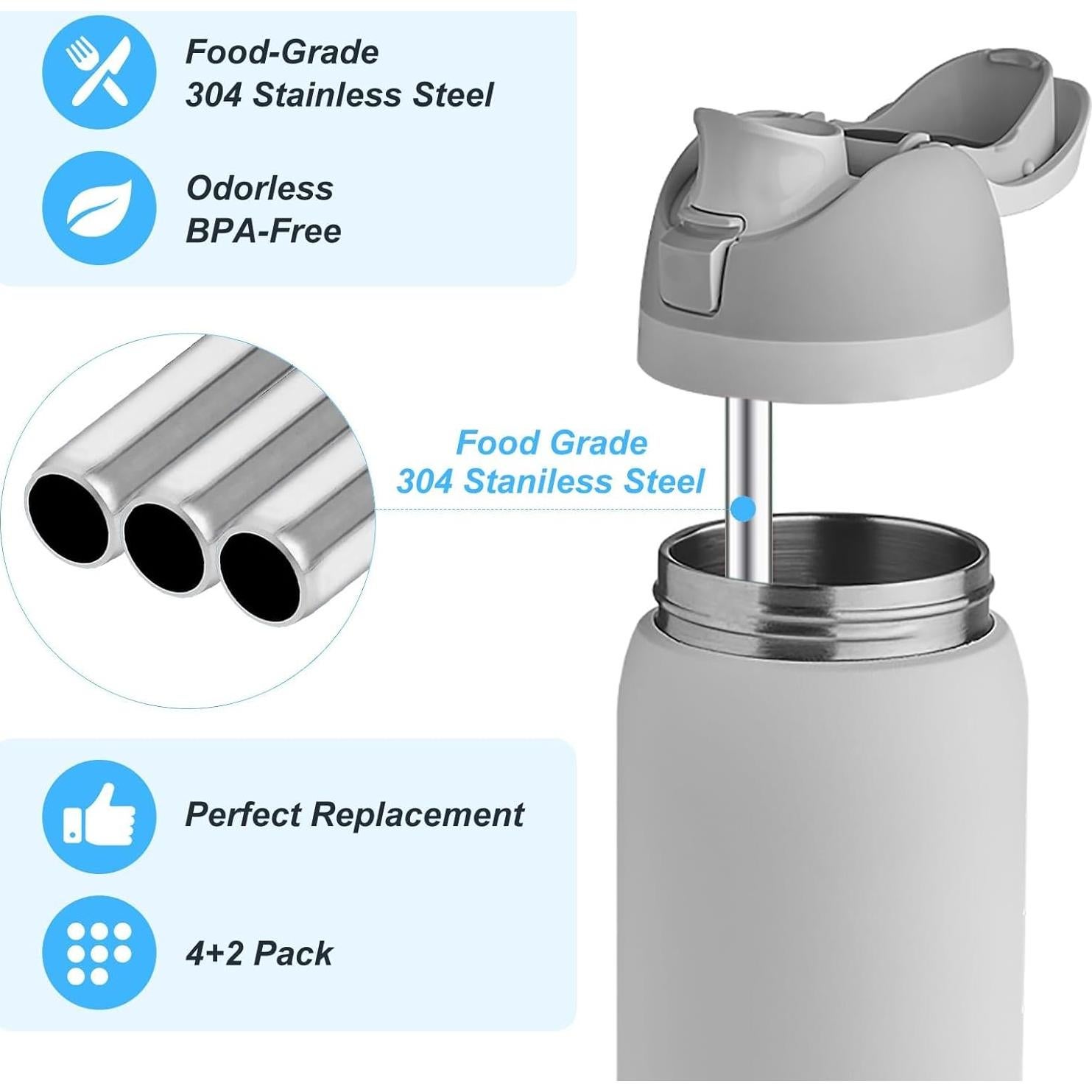 Pajitas de Acero Inoxidable Reutilizables COCGVEL 23.5cm 4 Pcs