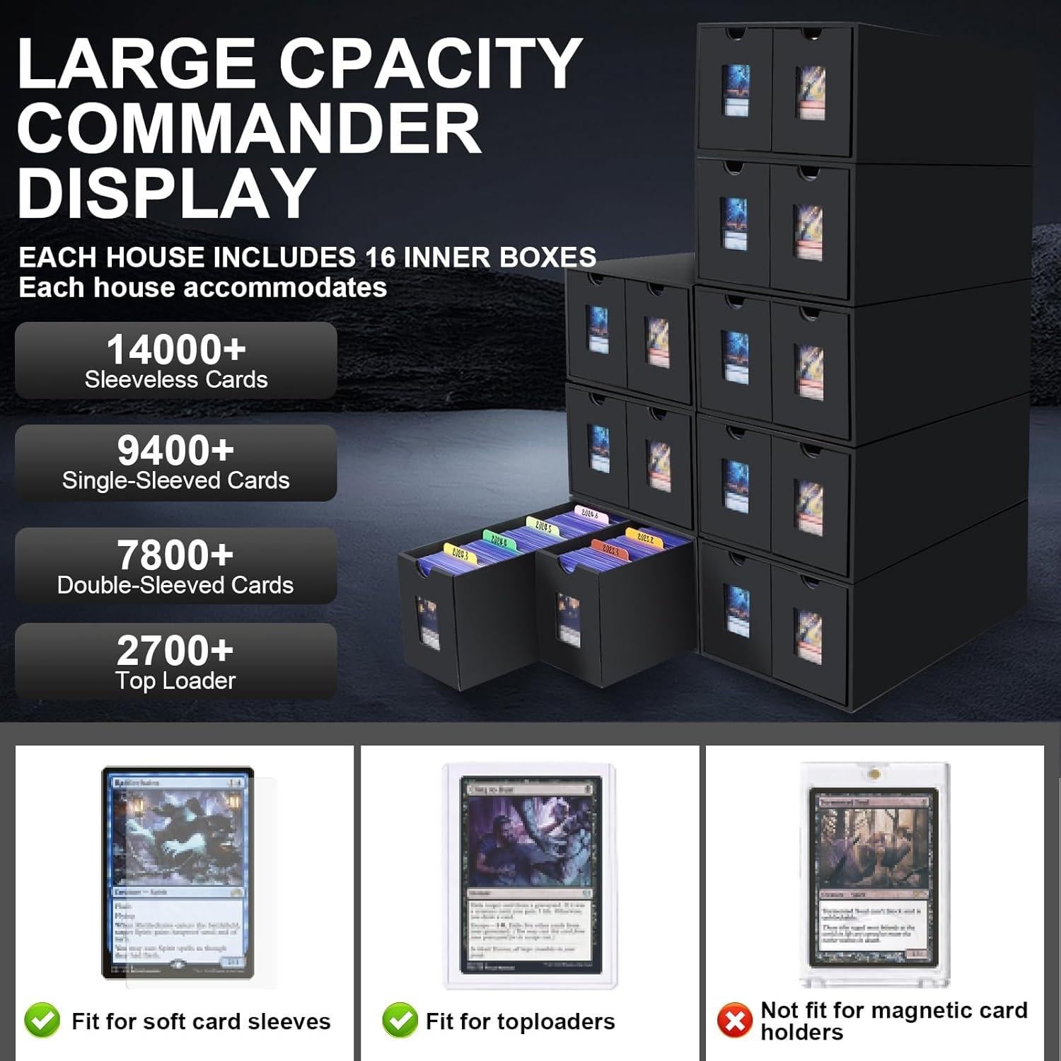 Caja de Almacenamiento para Tarjetas aopule 14000+ con 72 Divisores