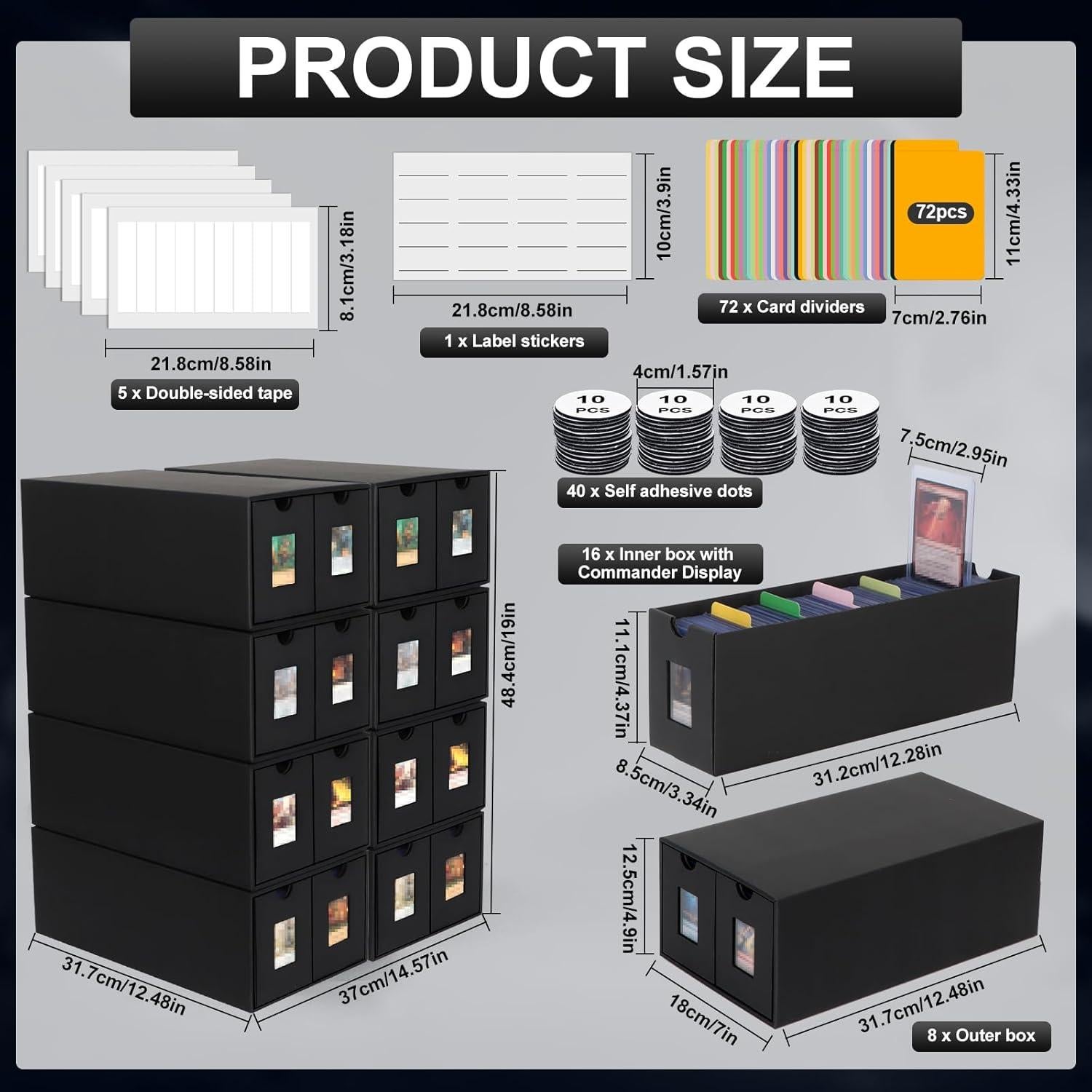 Caja de Almacenamiento para Tarjetas aopule 14000+ con 72 Divisores