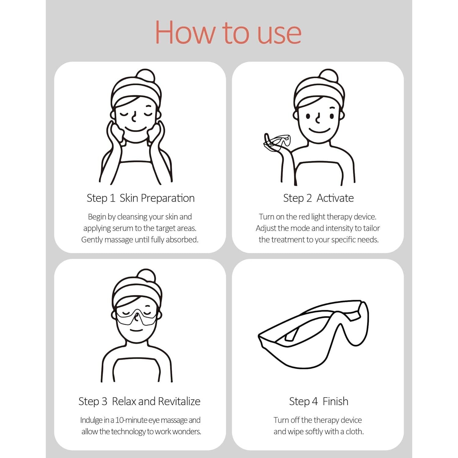 Gafas de terapia de luz roja LED Nutra Light, 4 modos, antiarrugas