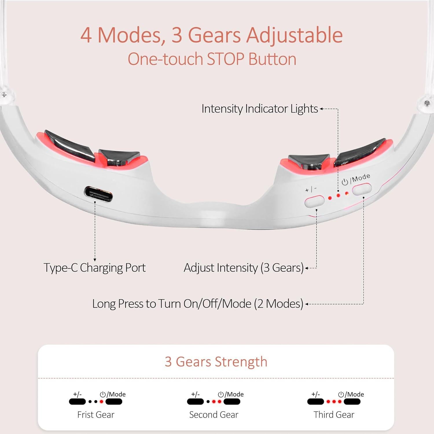 Gafas de terapia de luz roja LED Nutra Light, 4 modos, antiarrugas