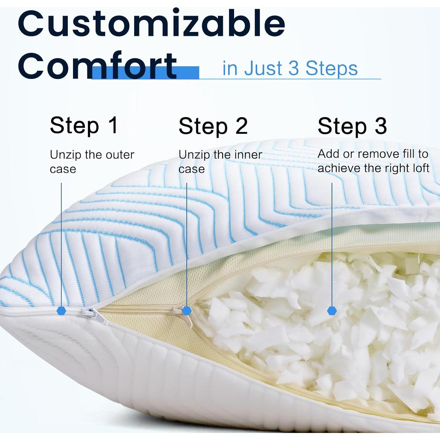 Cojines de Cama Refrigerantes VONPURE Estándar 2 Piezas Espuma Viscoelástica