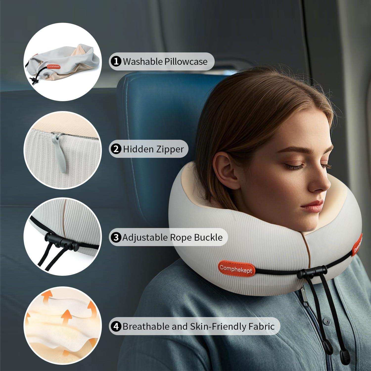 Almohada de Viaje Comphekept Ajustable para Cuello Beige
