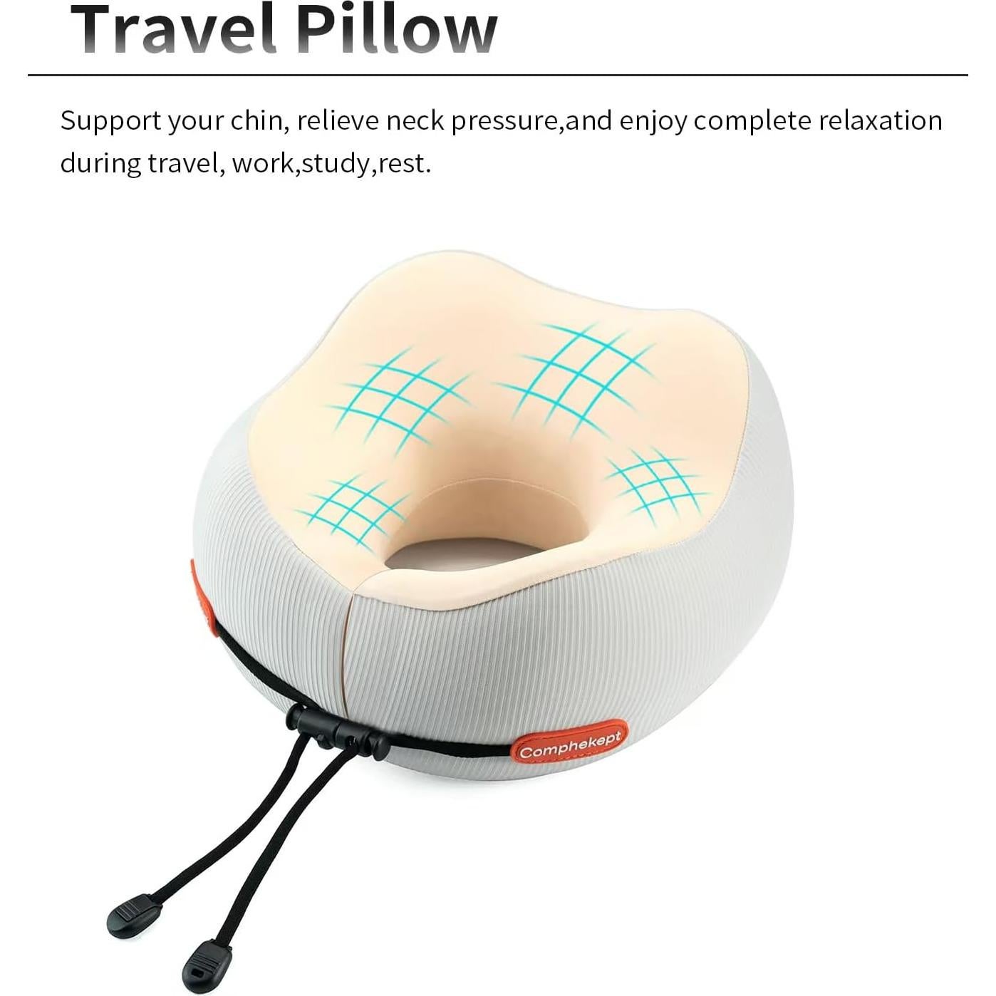 Almohada de Viaje Comphekept Ajustable para Cuello Beige