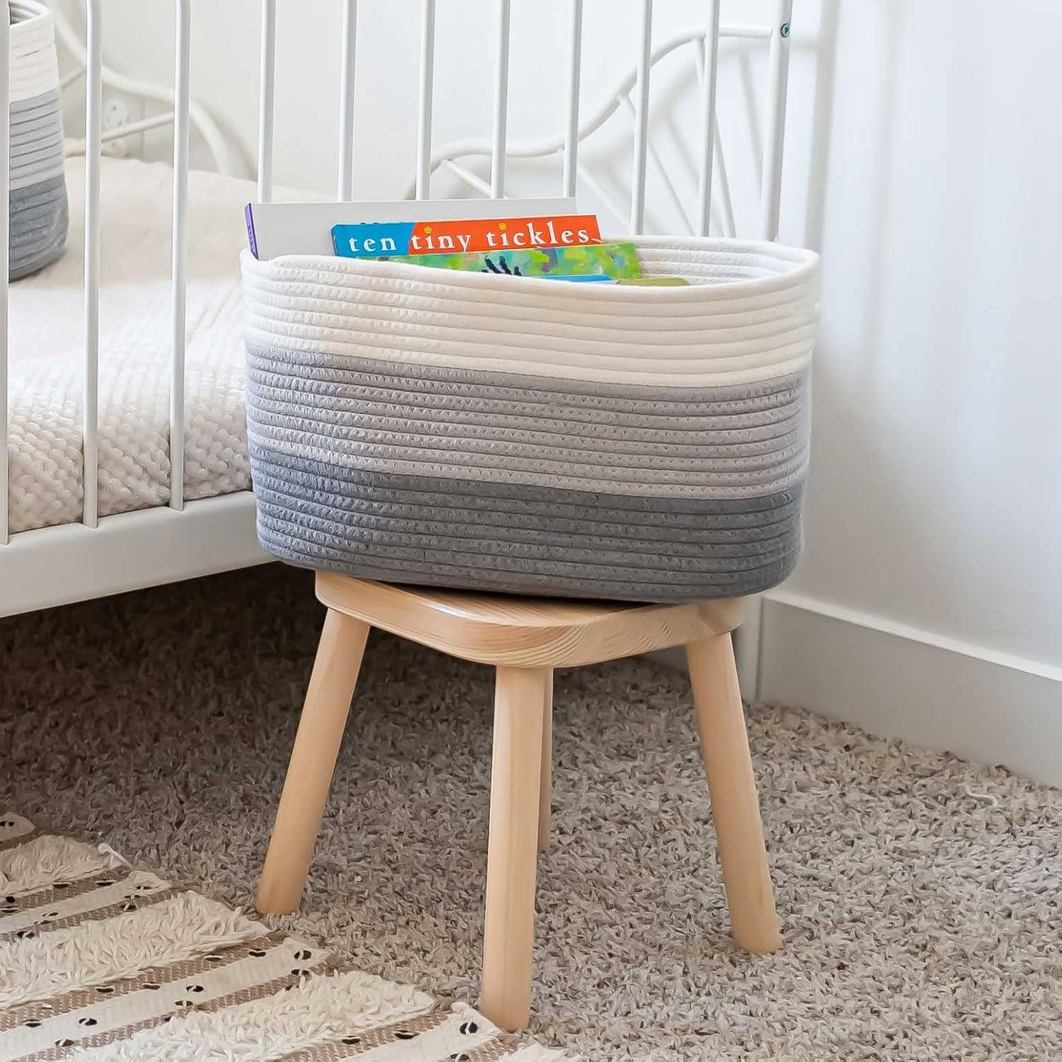 Cestas de Almacenamiento Tejidas OrganiHaus 38x25x23 cm Gris