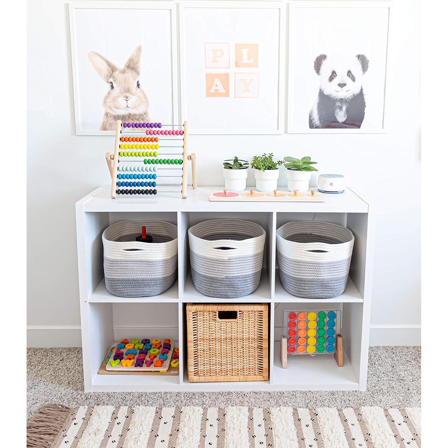 Cestas de Almacenamiento Tejidas OrganiHaus 38x25x23 cm Gris