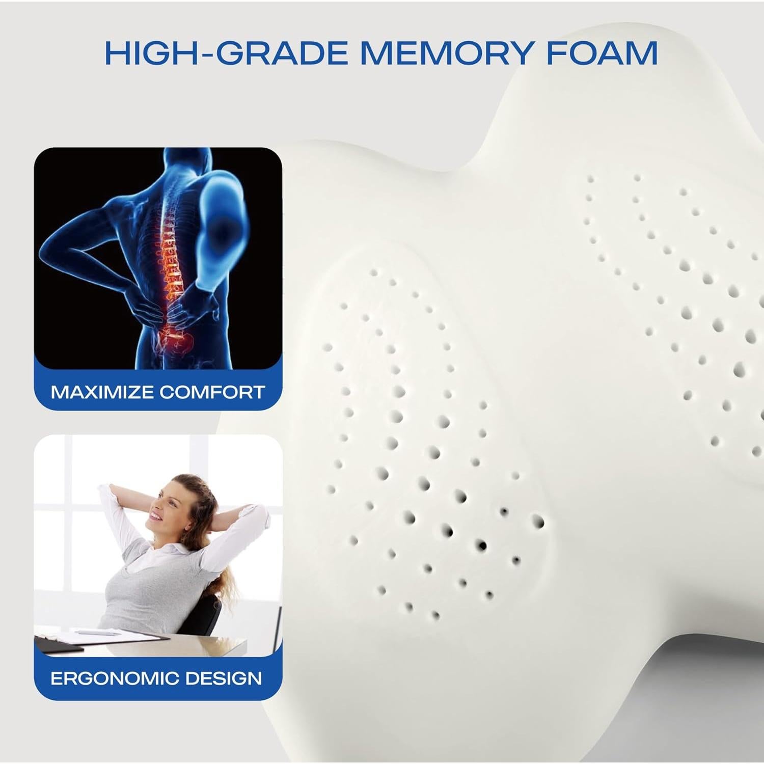 Almohada Lumbar Ergonomica Skechers de Espuma Memoria Beige