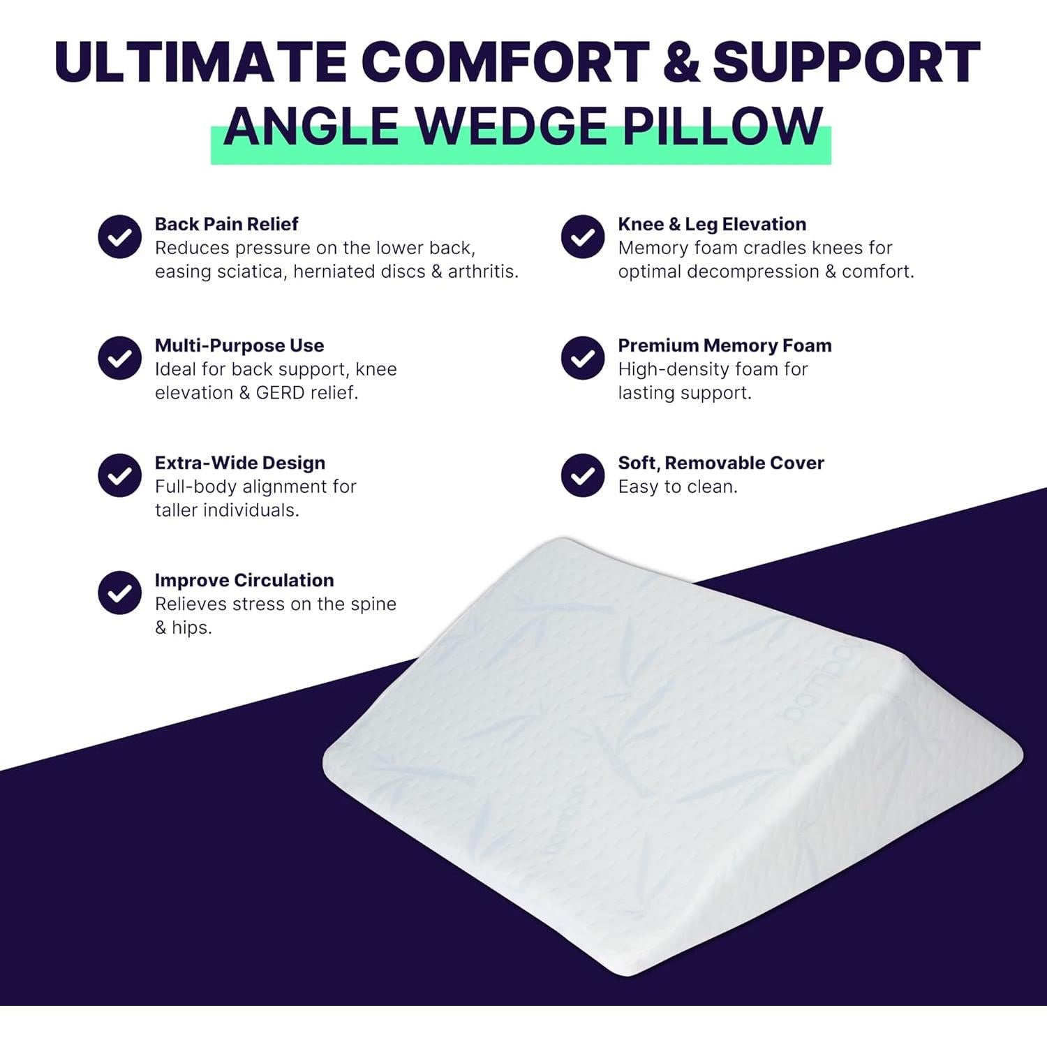 Almohada en Cuña para Alivio de Espalda y Rodillas - Sistemas de Soporte para Espalda - Pequeña