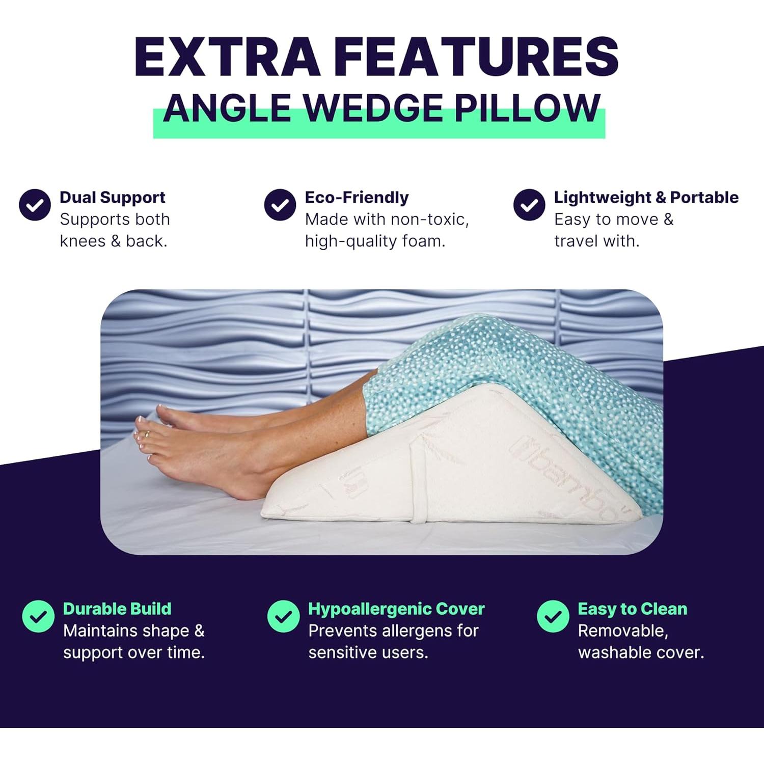 Almohada en Cuña para Alivio de Espalda y Rodillas - Sistemas de Soporte para Espalda - Pequeña