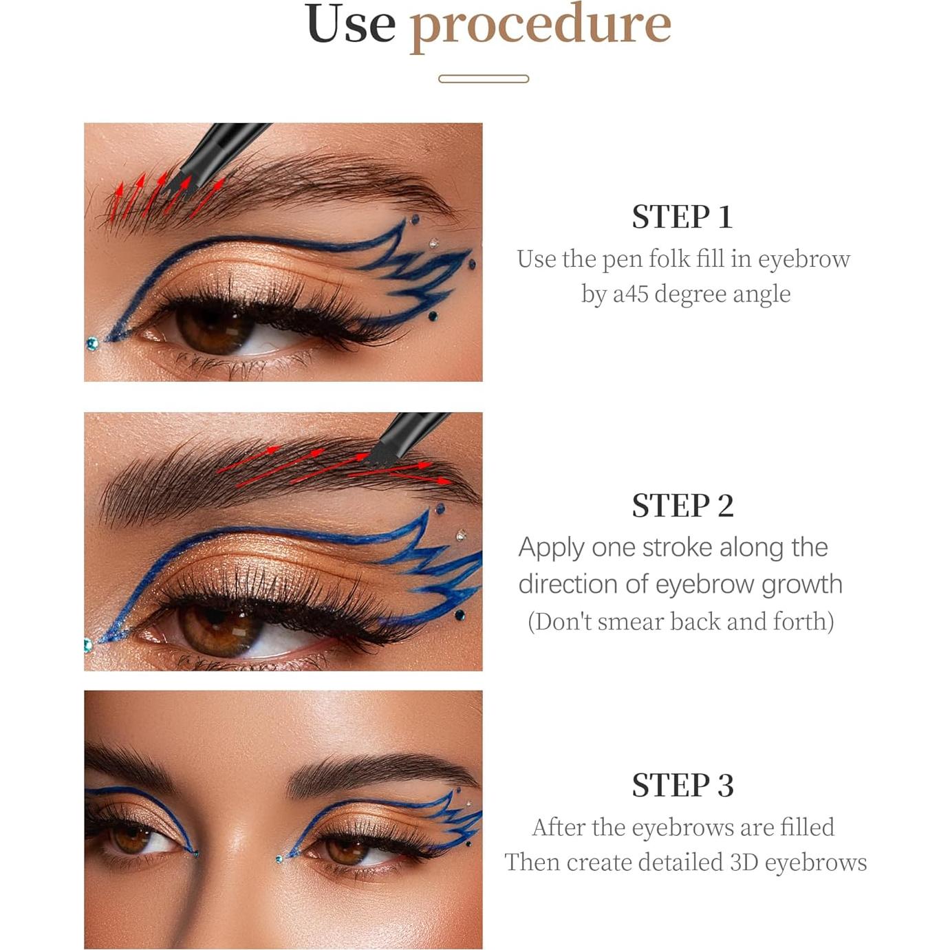 Lápiz de Cejas Microblading Yulinlon 3D Impermeable Negro