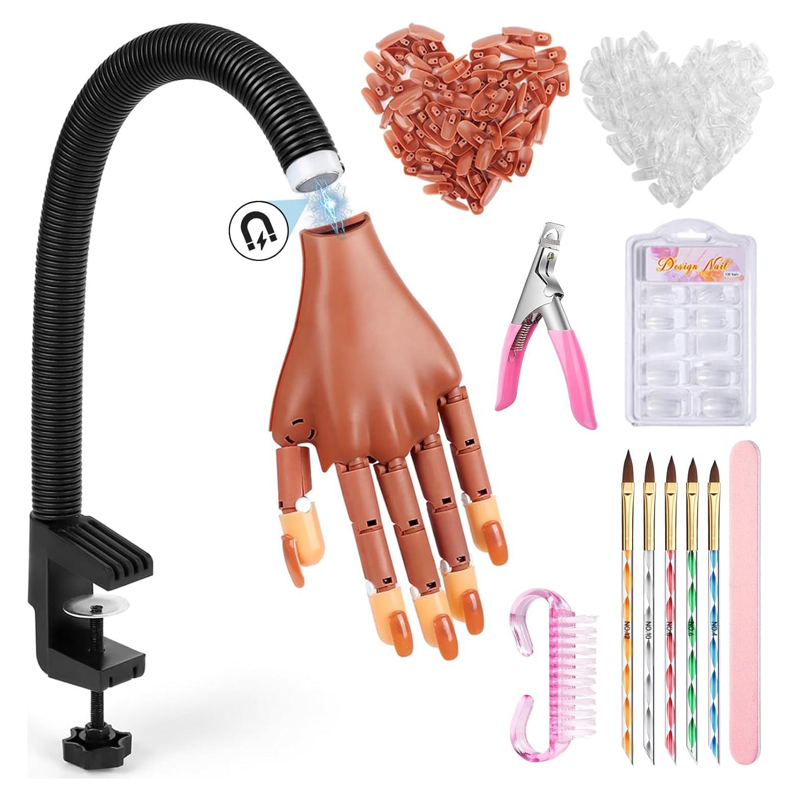 Mano de Práctica Magnética Wilfniee con 200 Consejos de Uñas