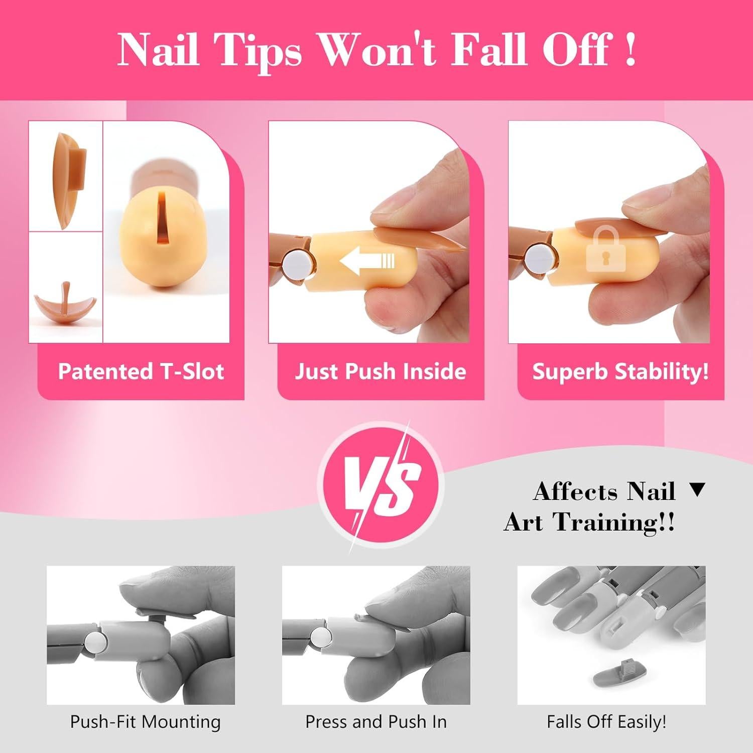 Set de Práctica de Uñas Acrílicas 3PCS con Base y 100 Puntas