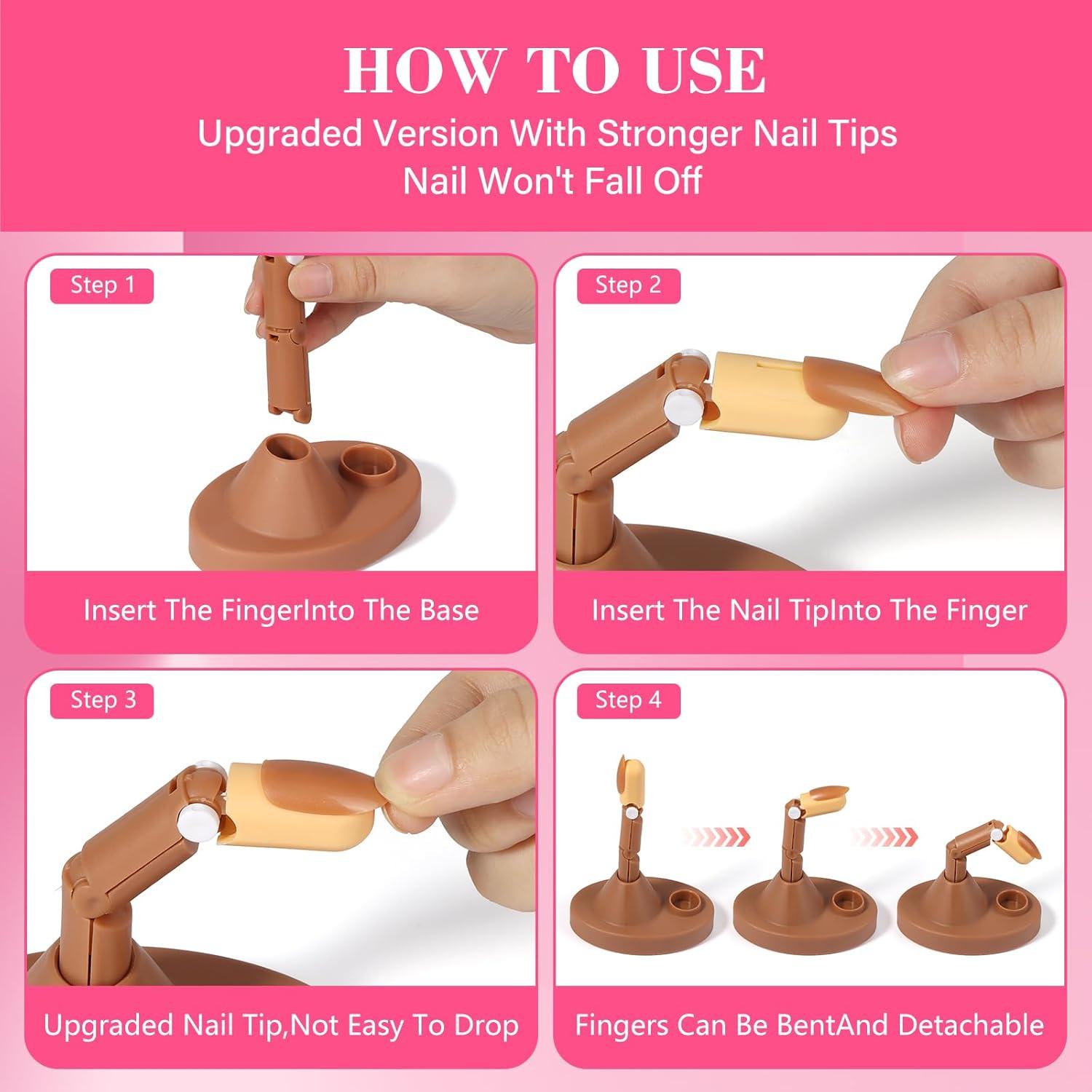 Set de Práctica de Uñas Acrílicas 3PCS con Base y 100 Puntas