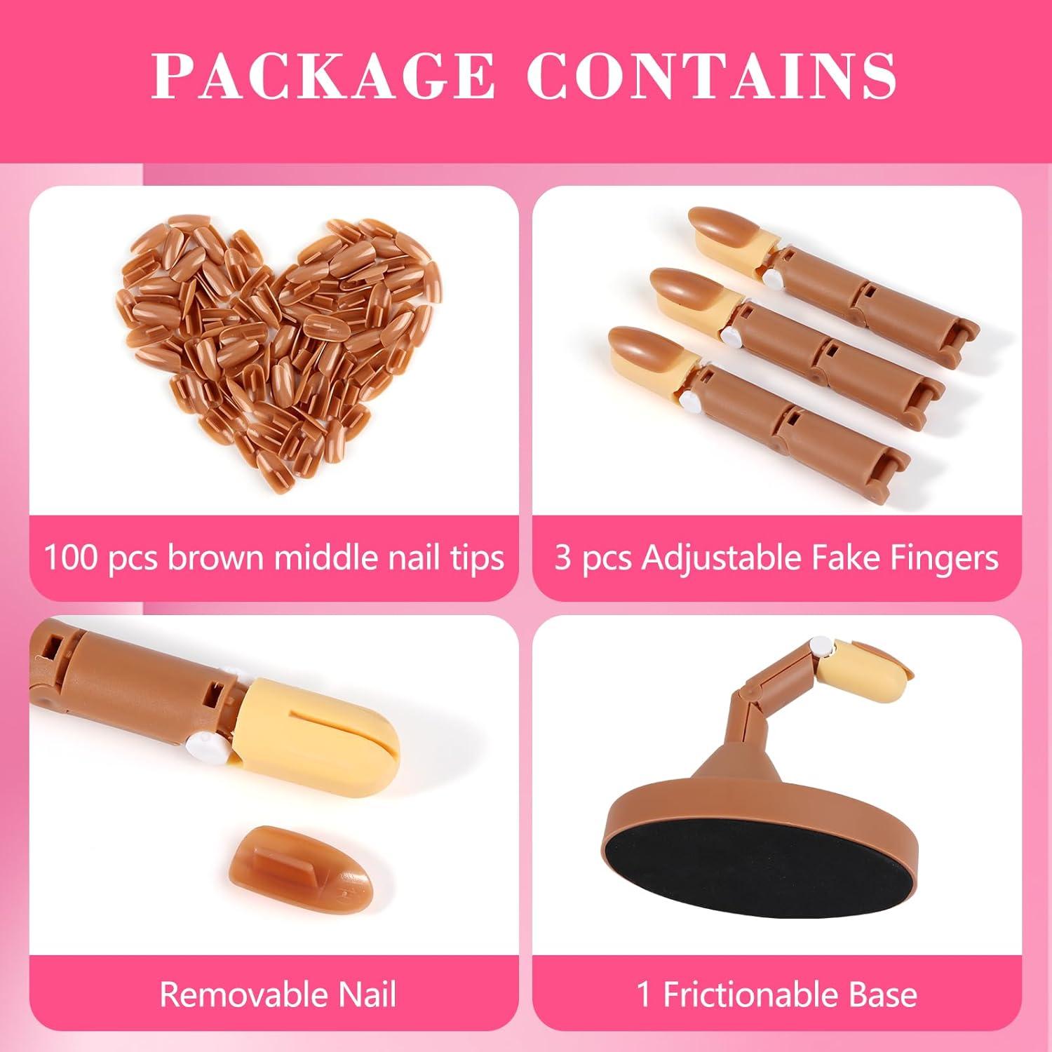 Set de Práctica de Uñas Acrílicas 3PCS con Base y 100 Puntas