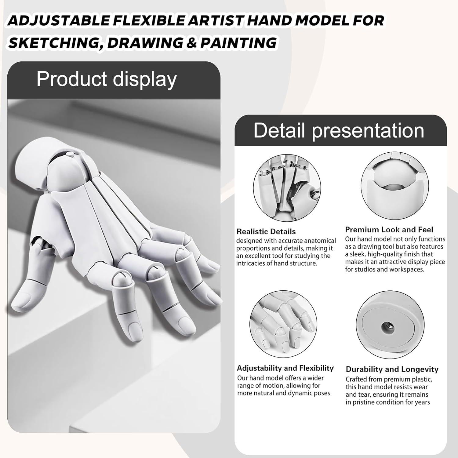 Maniquí de Mano Flexible Artista AGTIAAI para Dibujo 408g