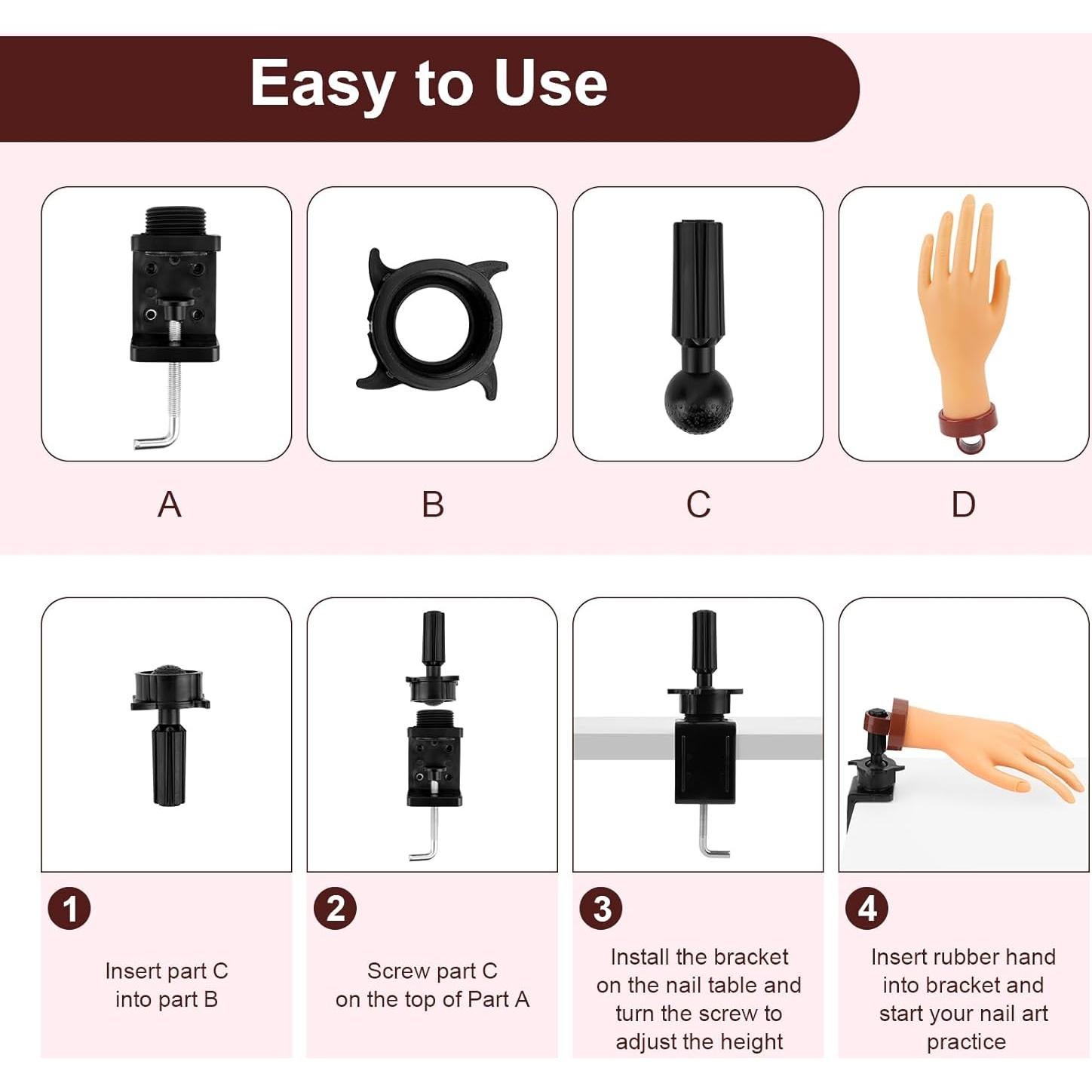 Mano de Práctica para Uñas Acrílicas LIONVISON con 240 Tips