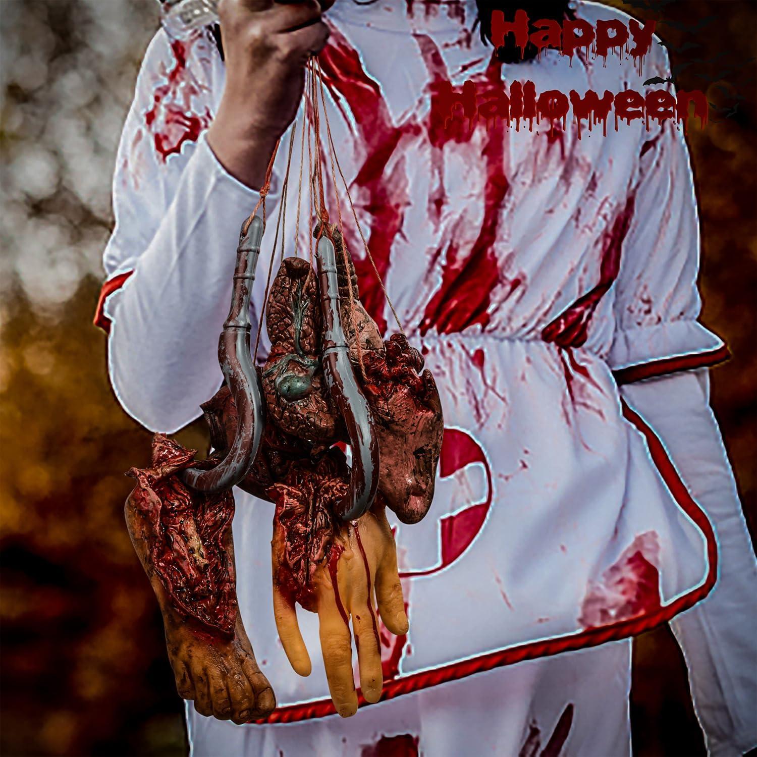 XONOR Decoración Halloween 11 Piezas Manos y Pies Falsos Sangrientos