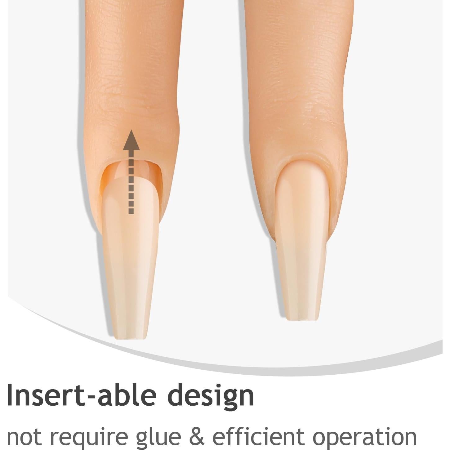 Kit de Práctica de Uñas Acrílicas Fspronail - 5 Dedos de Silicona con 96 Consejos