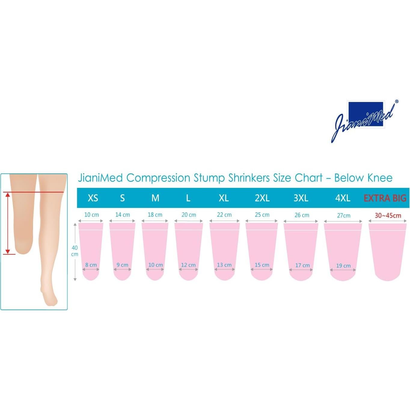 Reductores de muñón protésicos JianiMed 40cm 20-30 mmHg 2XL