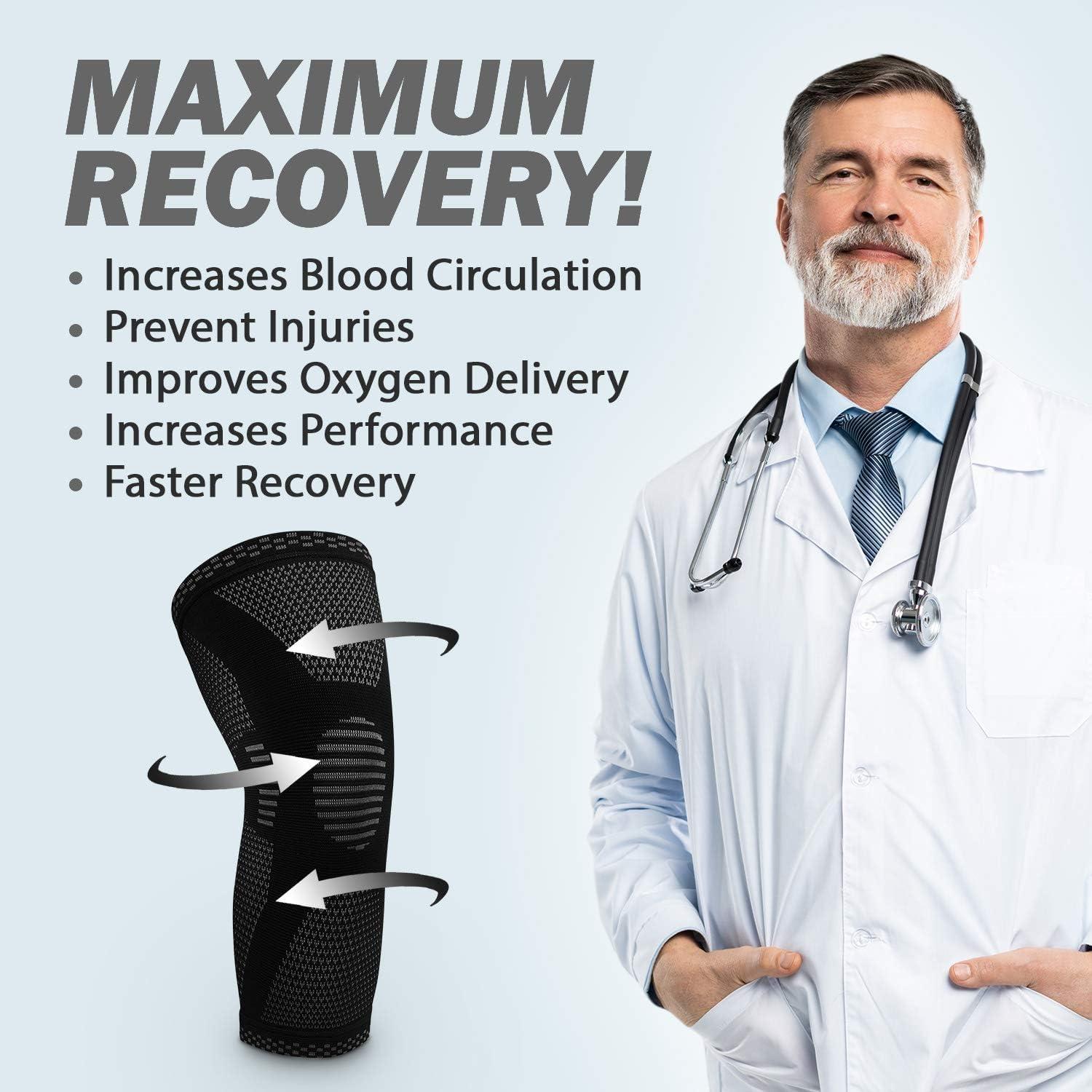 Manga de Compresión para Rodilla Powerlix - Soporte Grande Negro