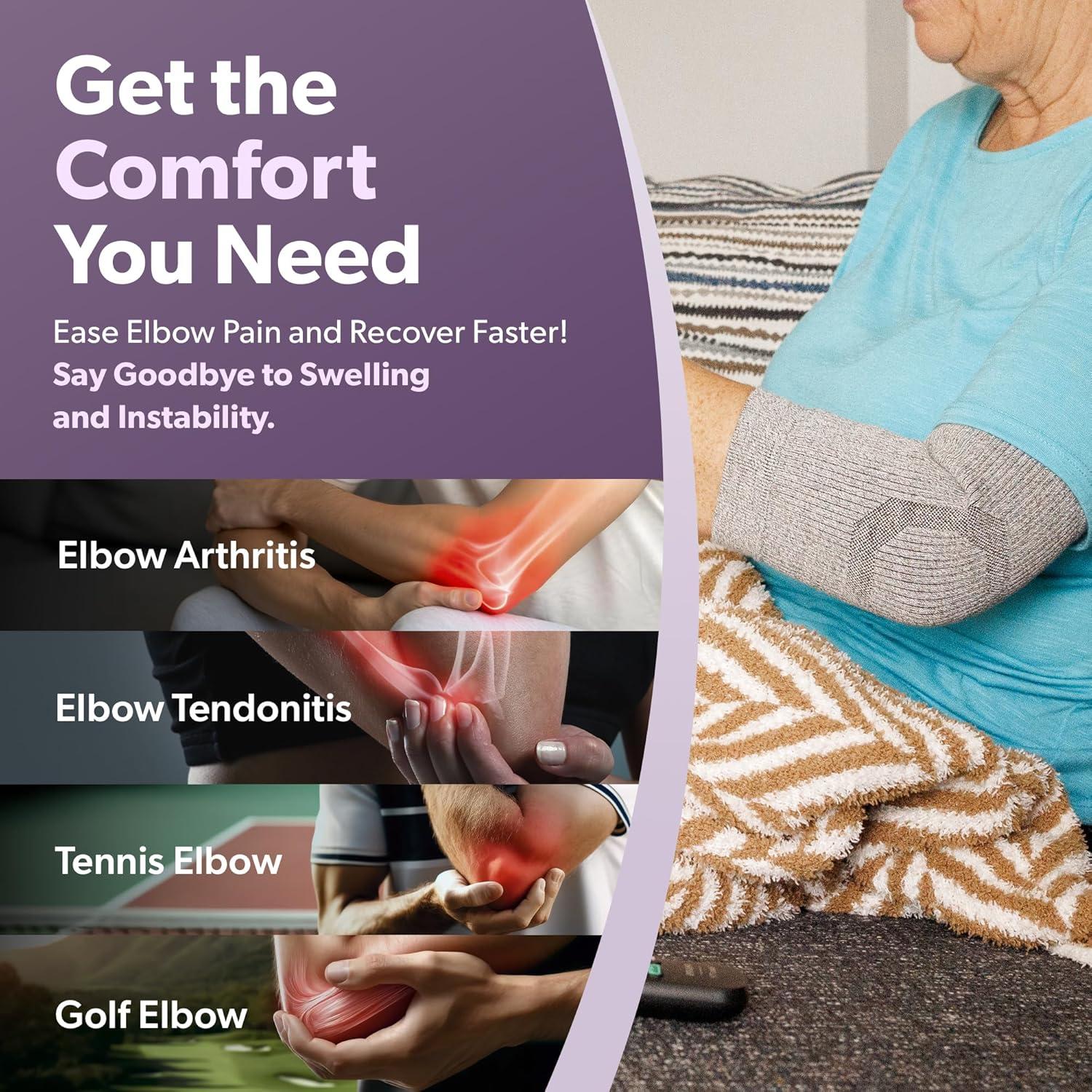 Manga de Compresión para Codo BraceAbility - Alivio Tendinitis, Bursitis, Artritis, Unisex, Mediana, Negra