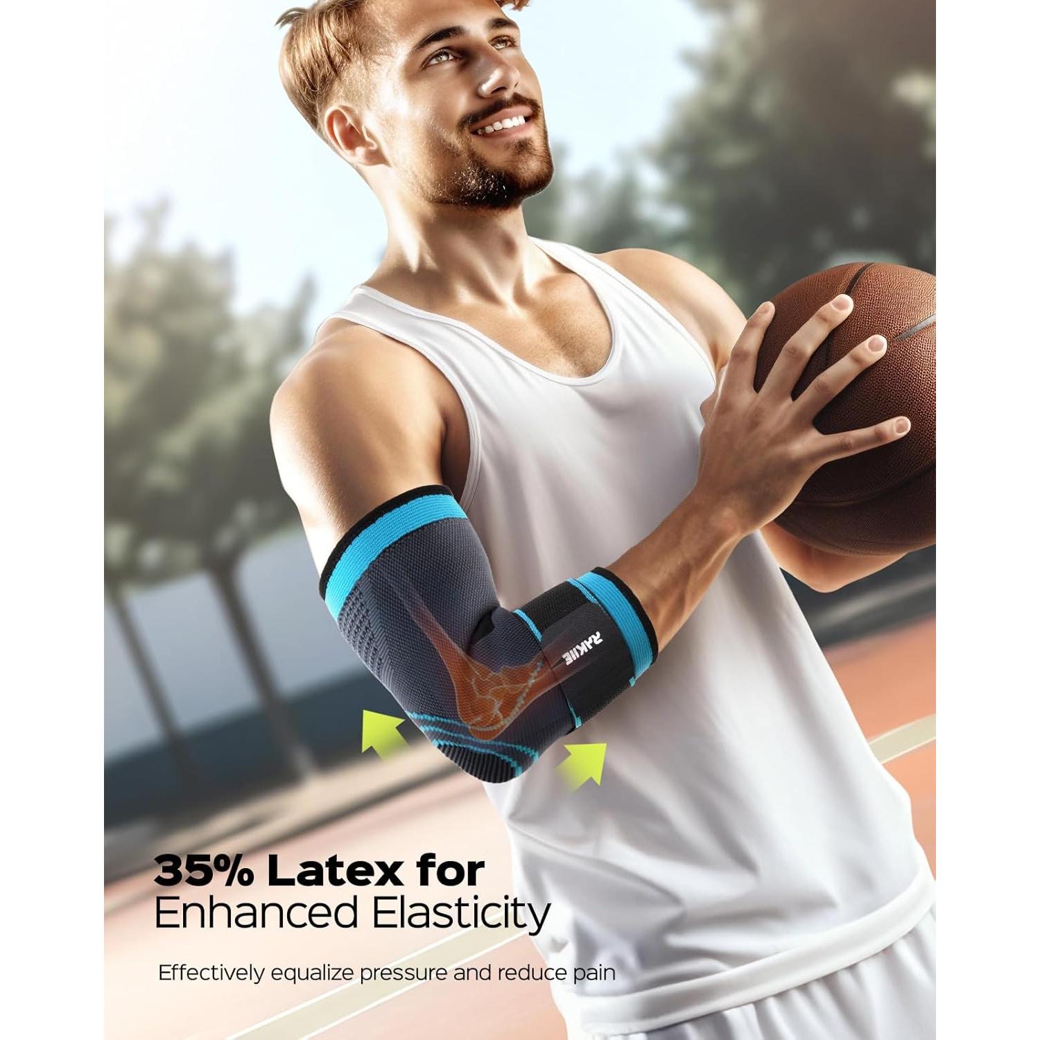 Manga de Compresión para Codo Rakiie Azul Mediano - Alivio Tendinitis