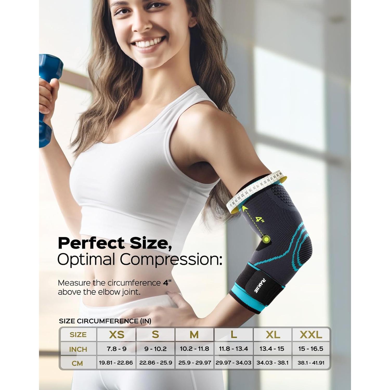 Manga de Compresión para Codo Rakiie Azul Mediano - Alivio Tendinitis