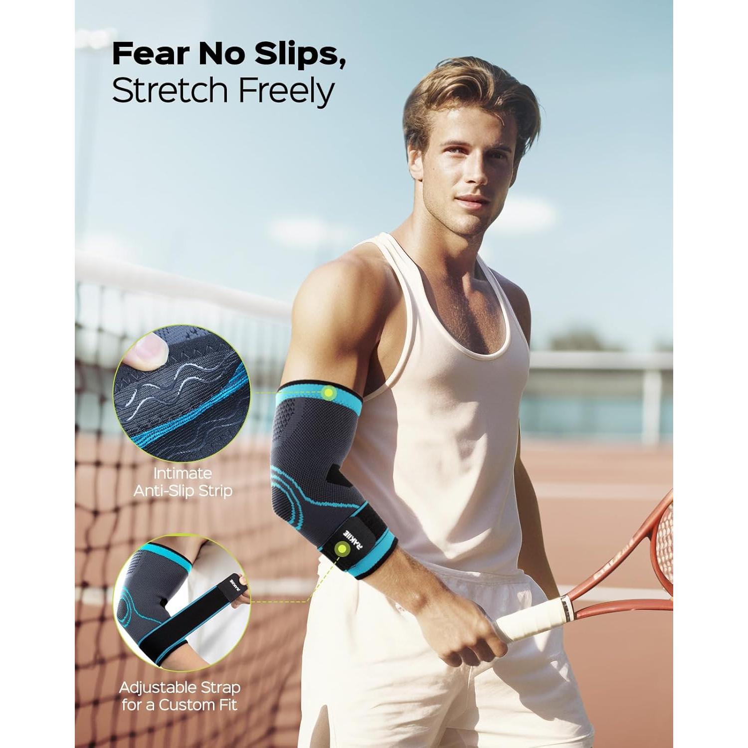 Manga de Compresión para Codo Rakiie Azul Mediano - Alivio Tendinitis