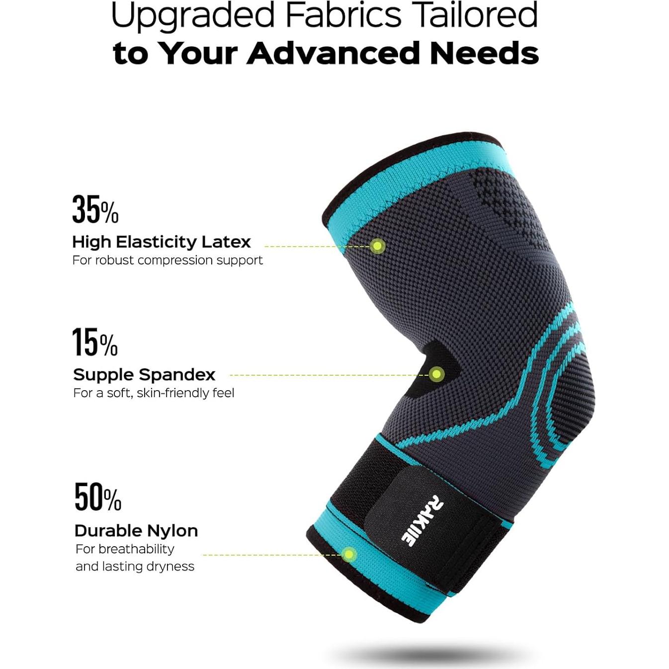 Manga de Compresión para Codo Rakiie Azul Mediano - Alivio Tendinitis