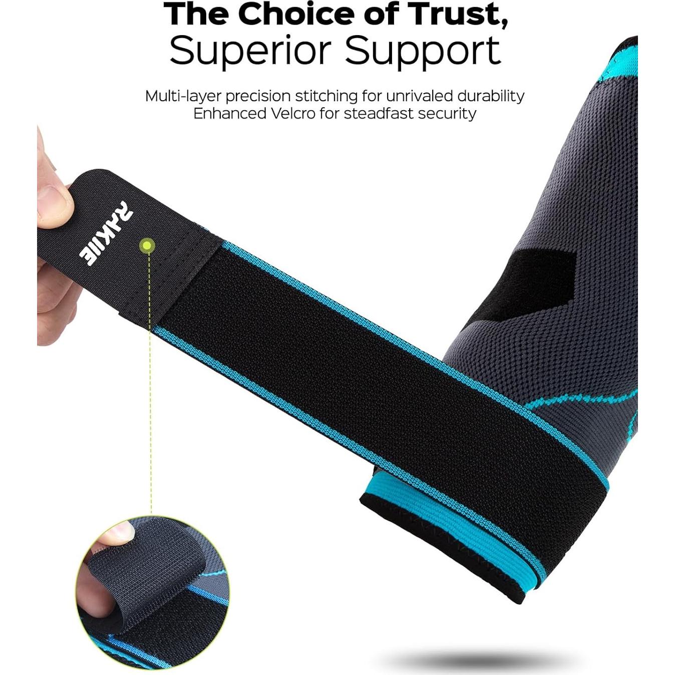 Manga de Compresión para Codo Rakiie Azul Mediano - Alivio Tendinitis